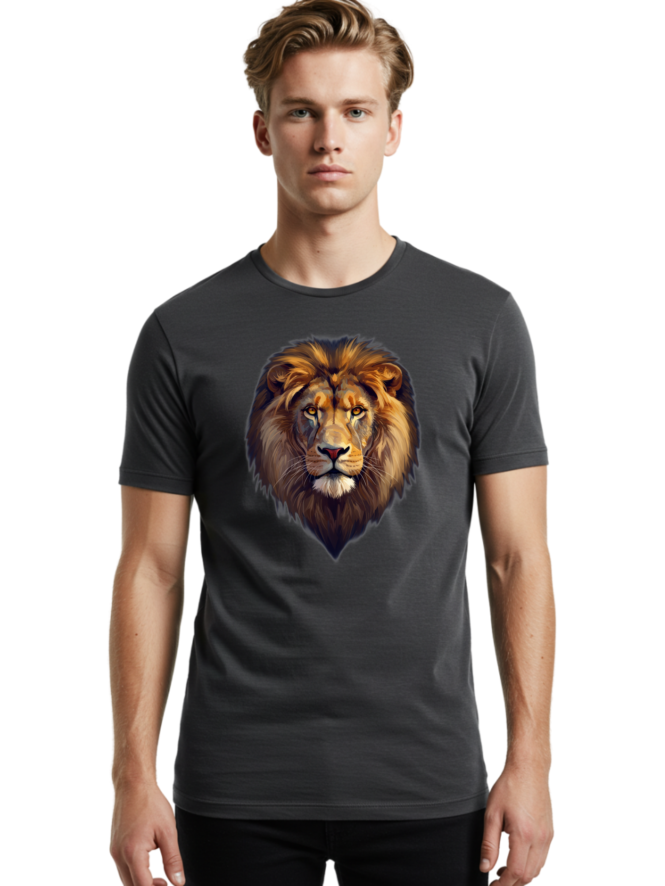 Lion-Portrait Men'S Graphic Tee, 100% Cotton, Comfortable Casual Summer Wear, Machine Washable, Vintage Camera, Old Camera, Antique Camera, Black Camera, Classic Photography, Photography Equipment, Nostalgic Device, Film Camera, Camera Art Bao604