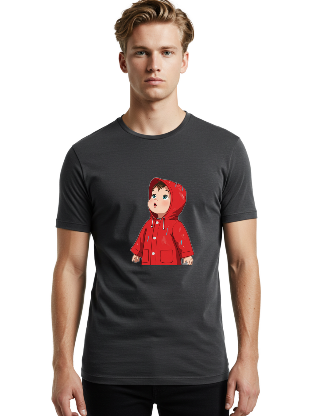 Little-Boy-Red-Raincoat Men'S Graphic Tee, 100% Cotton, Comfortable Casual Summer Wear, Machine Washable, Vintage Camera, Old Camera, Antique Camera, Black Camera, Classic Photography, Photography Equipment, Nostalgic Device, Film Camera, Bao607