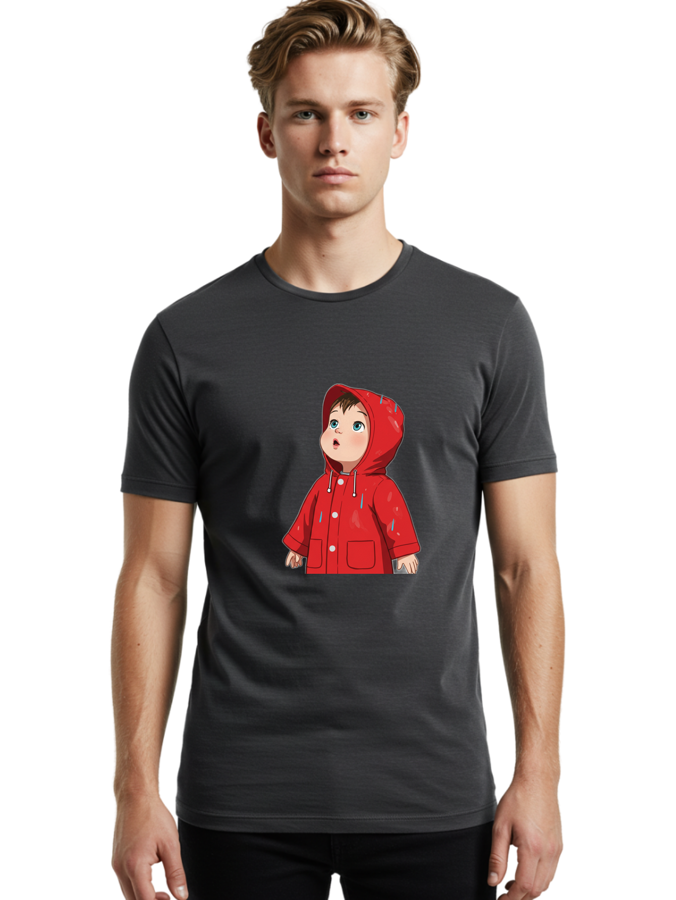 Little-Boy-Red-Raincoat Men'S Graphic Tee, 100% Cotton, Comfortable Casual Summer Wear, Machine Washable, Vintage Camera, Old Camera, Antique Camera, Black Camera, Classic Photography, Photography Equipment, Nostalgic Device, Film Camera, Bao607