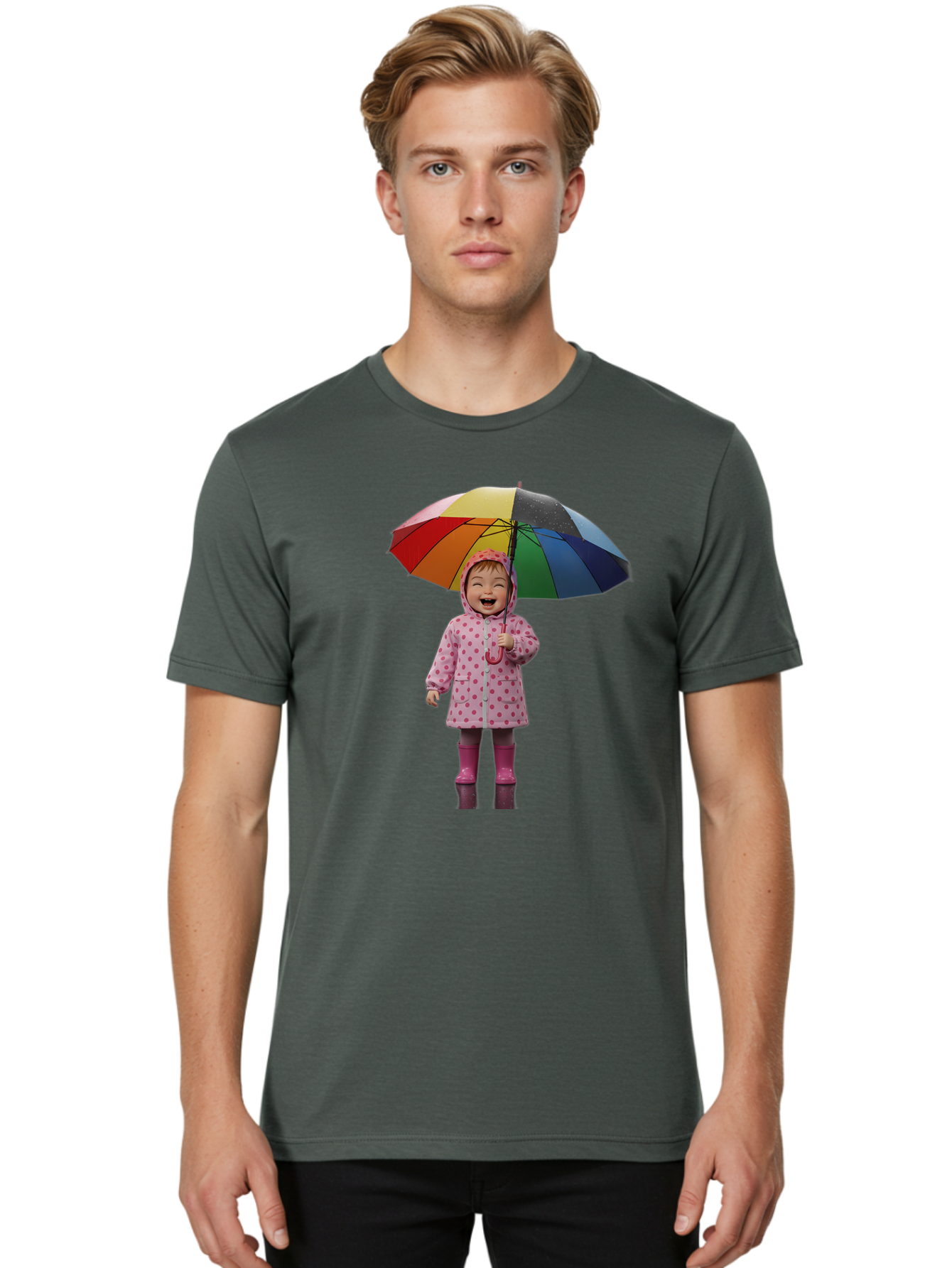 Little-Girl-With-Rainbow-Umbrella Men'S Graphic Tee, 100% Cotton, Comfortable Casual Summer Wear, Machine Washable, Vintage Camera, Old Camera, Antique Camera, Black Camera, Classic Photography, Photography Equipment, Nostalgic Device, Bao608