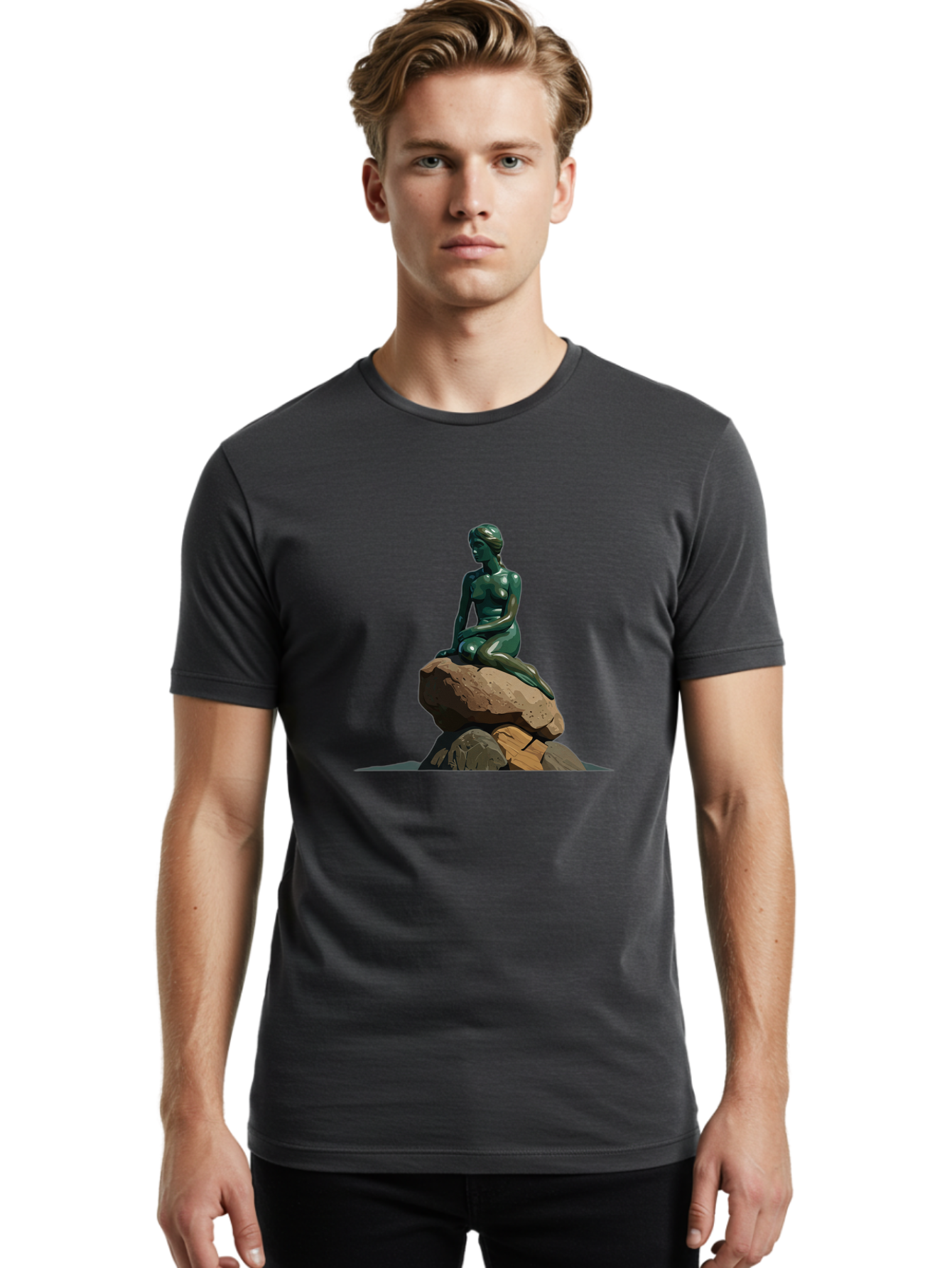 Little-Mermaid-Statue Men'S Graphic Tee, 100% Cotton, Comfortable Casual Summer Wear, Machine Washable, Vintage Camera, Old Camera, Antique Camera, Black Camera, Classic Photography, Photography Equipment, Nostalgic Device, Film Camera, Bao609