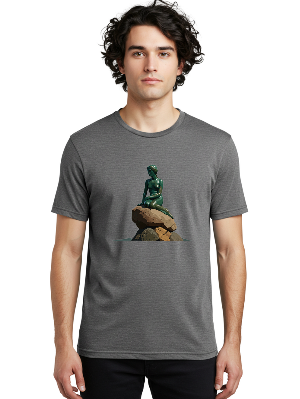 Little-Mermaid-Statue Men'S Graphic Tee, 100% Cotton, Comfortable Casual Summer Wear, Machine Washable, Vintage Camera, Old Camera, Antique Camera, Black Camera, Classic Photography, Photography Equipment, Nostalgic Device, Film Camera, Bao609