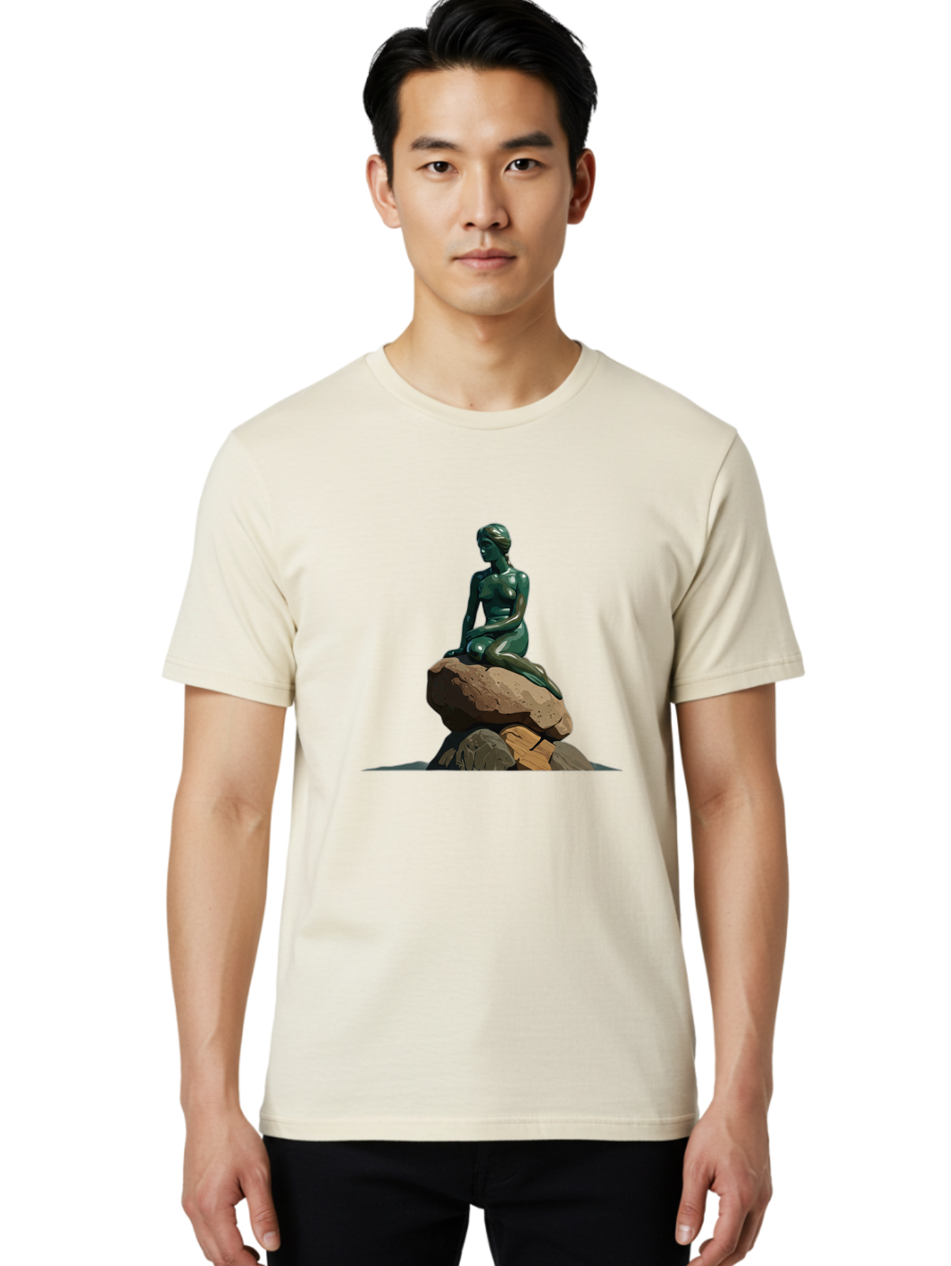 Little-Mermaid-Statue Men'S Graphic Tee, 100% Cotton, Comfortable Casual Summer Wear, Machine Washable, Vintage Camera, Old Camera, Antique Camera, Black Camera, Classic Photography, Photography Equipment, Nostalgic Device, Film Camera, Bao609