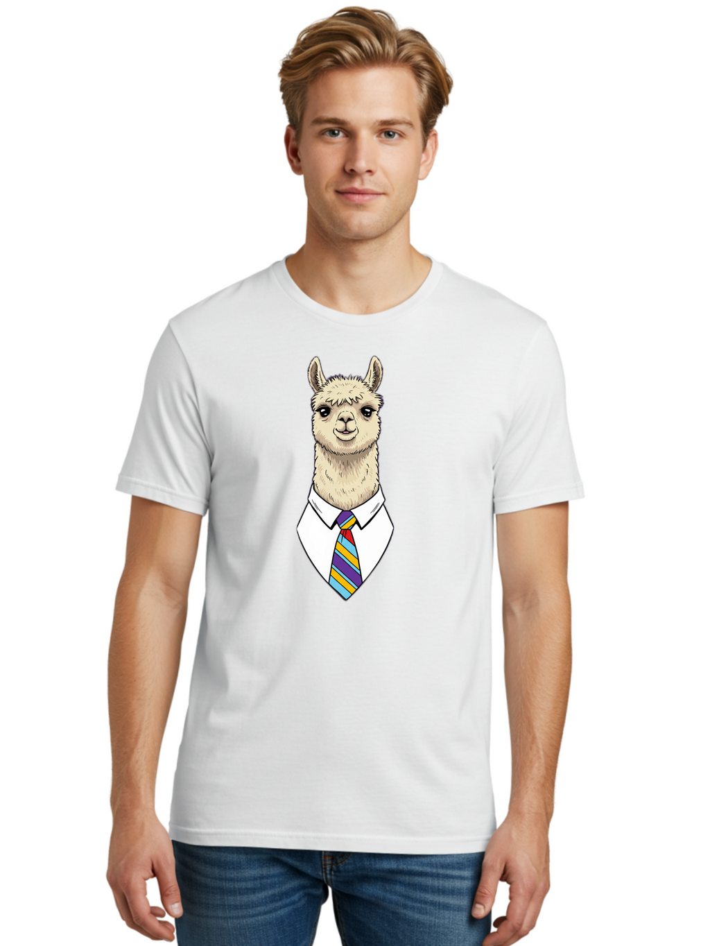 Llama-In-Suit-1 Men'S Graphic Tee, 100% Cotton, Comfortable Casual Summer Wear, Machine Washable, Vintage Camera, Old Camera, Antique Camera, Black Camera, Classic Photography, Photography Equipment, Nostalgic Device, Film Camera, Camera Art Bao611