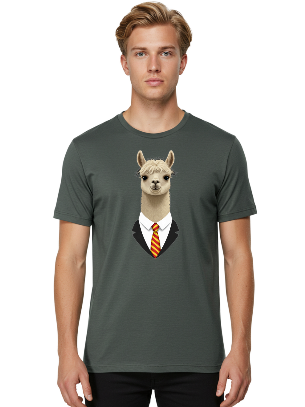 Llama-In-Suit-And-Tie Men'S Graphic Tee, 100% Cotton, Comfortable Casual Summer Wear, Machine Washable, Vintage Camera, Old Camera, Antique Camera, Black Camera, Classic Photography, Photography Equipment, Nostalgic Device, Film Camera, Bao613