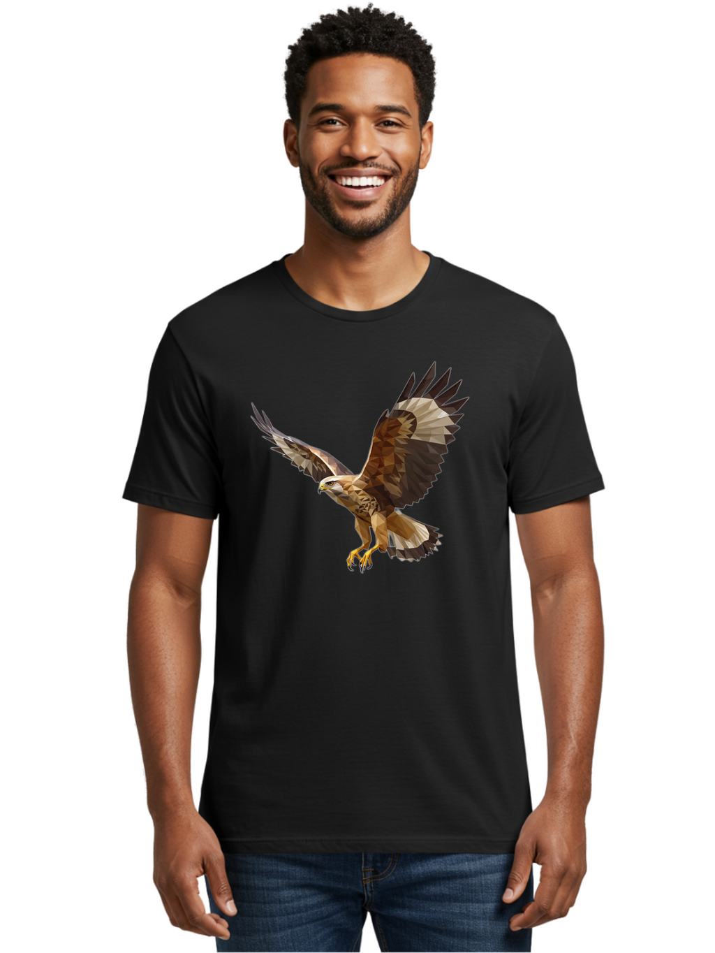 Low-Poly-Eagle-Flying Men'S Graphic Tee, 100% Cotton, Comfortable Casual Summer Wear, Machine Washable, Vintage Camera, Old Camera, Antique Camera, Black Camera, Classic Photography, Photography Equipment, Nostalgic Device, Film Camera, Bao618