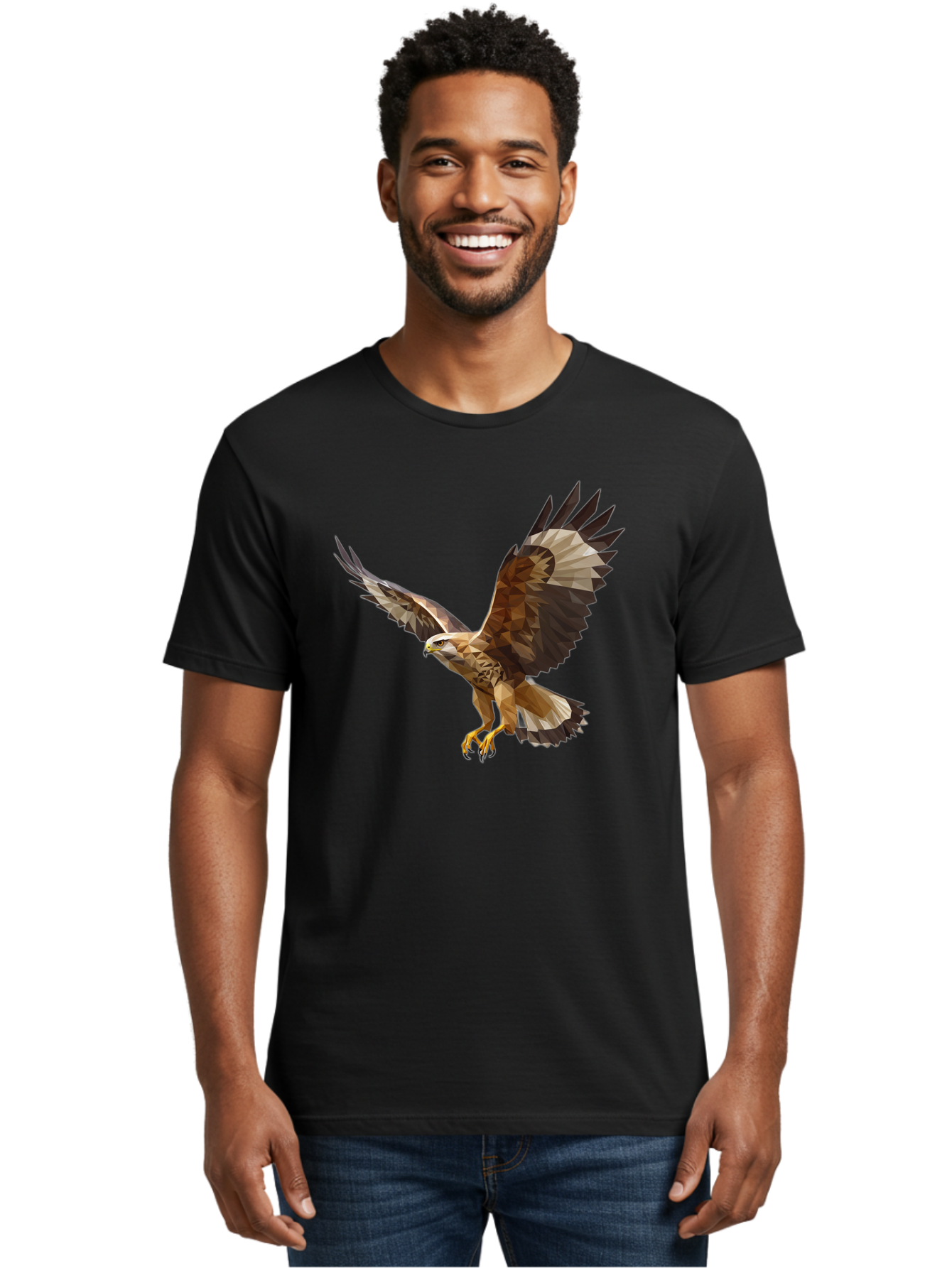 Low-Poly-Eagle-Flying Men'S Graphic Tee, 100% Cotton, Comfortable Casual Summer Wear, Machine Washable, Vintage Camera, Old Camera, Antique Camera, Black Camera, Classic Photography, Photography Equipment, Nostalgic Device, Film Camera, Bao618