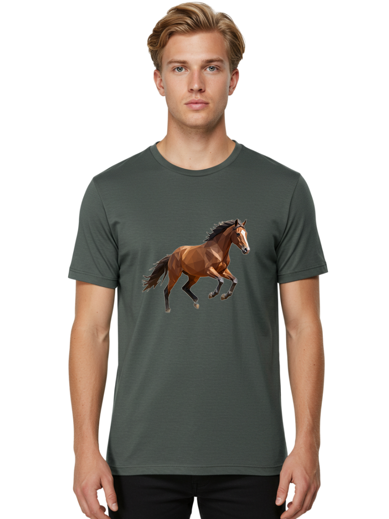 Low-Poly-Horse Men'S Graphic Tee, 100% Cotton, Comfortable Casual Summer Wear, Machine Washable, Vintage Camera, Old Camera, Antique Camera, Black Camera, Classic Photography, Photography Equipment, Nostalgic Device, Film Camera, Camera Art Bao619