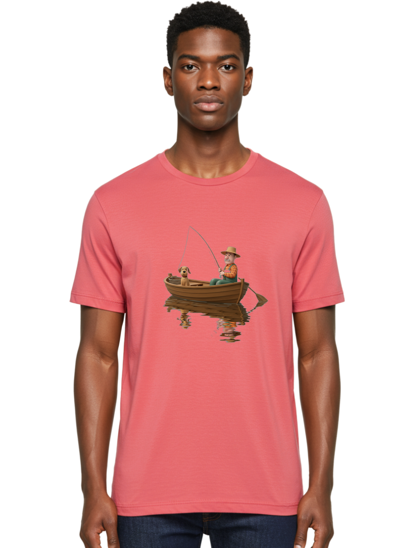 Man-Fishing-With-Dog Men'S Graphic Tee, 100% Cotton, Comfortable Casual Summer Wear, Machine Washable, Vintage Camera, Old Camera, Antique Camera, Black Camera, Classic Photography, Photography Equipment, Nostalgic Device, Film Camera, Bao624