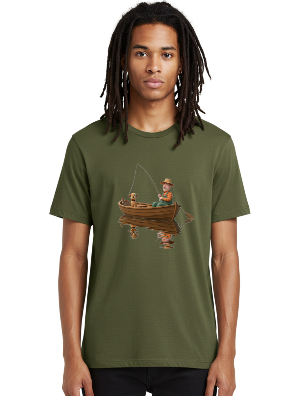Man-Fishing-With-Dog Men'S Graphic Tee, 100% Cotton, Comfortable Casual Summer Wear, Machine Washable, Vintage Camera, Old Camera, Antique Camera, Black Camera, Classic Photography, Photography Equipment, Nostalgic Device, Film Camera, Bao624