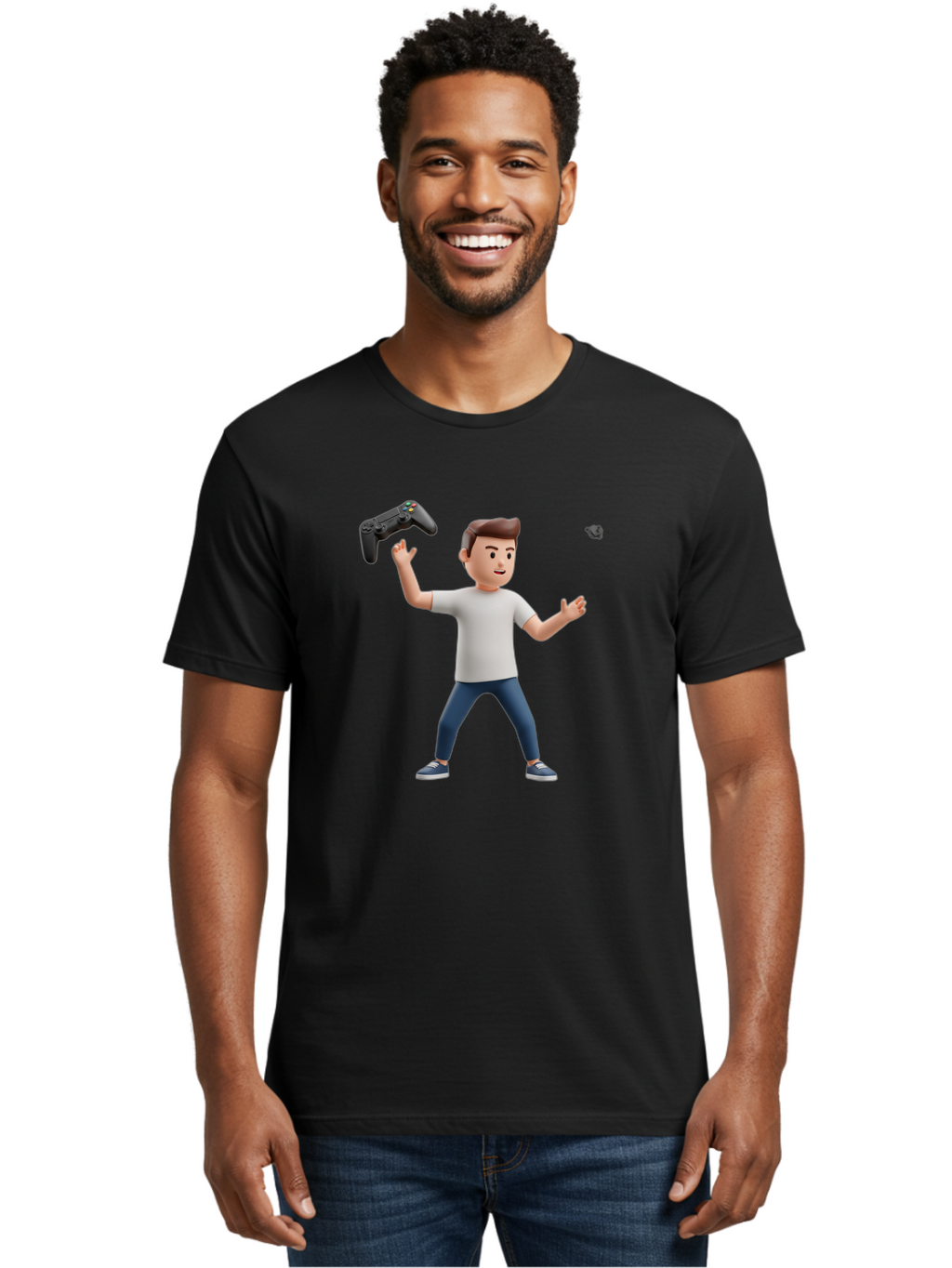 Man-Tossing-Gamepad Men'S Graphic Tee, 100% Cotton, Comfortable Casual Summer Wear, Machine Washable, Vintage Camera, Old Camera, Antique Camera, Black Camera, Classic Photography, Photography Equipment, Nostalgic Device, Film Camera, Bao629