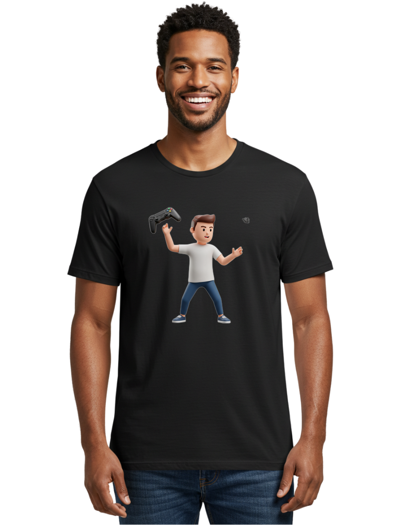 Man-Tossing-Gamepad Men'S Graphic Tee, 100% Cotton, Comfortable Casual Summer Wear, Machine Washable, Vintage Camera, Old Camera, Antique Camera, Black Camera, Classic Photography, Photography Equipment, Nostalgic Device, Film Camera, Bao629