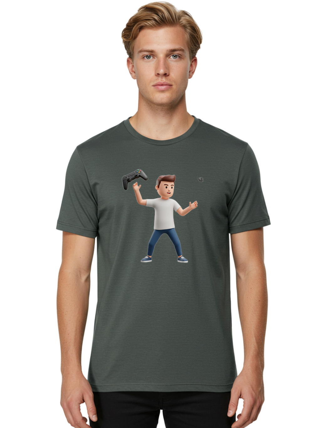 Man-Tossing-Gamepad Men'S Graphic Tee, 100% Cotton, Comfortable Casual Summer Wear, Machine Washable, Vintage Camera, Old Camera, Antique Camera, Black Camera, Classic Photography, Photography Equipment, Nostalgic Device, Film Camera, Bao629