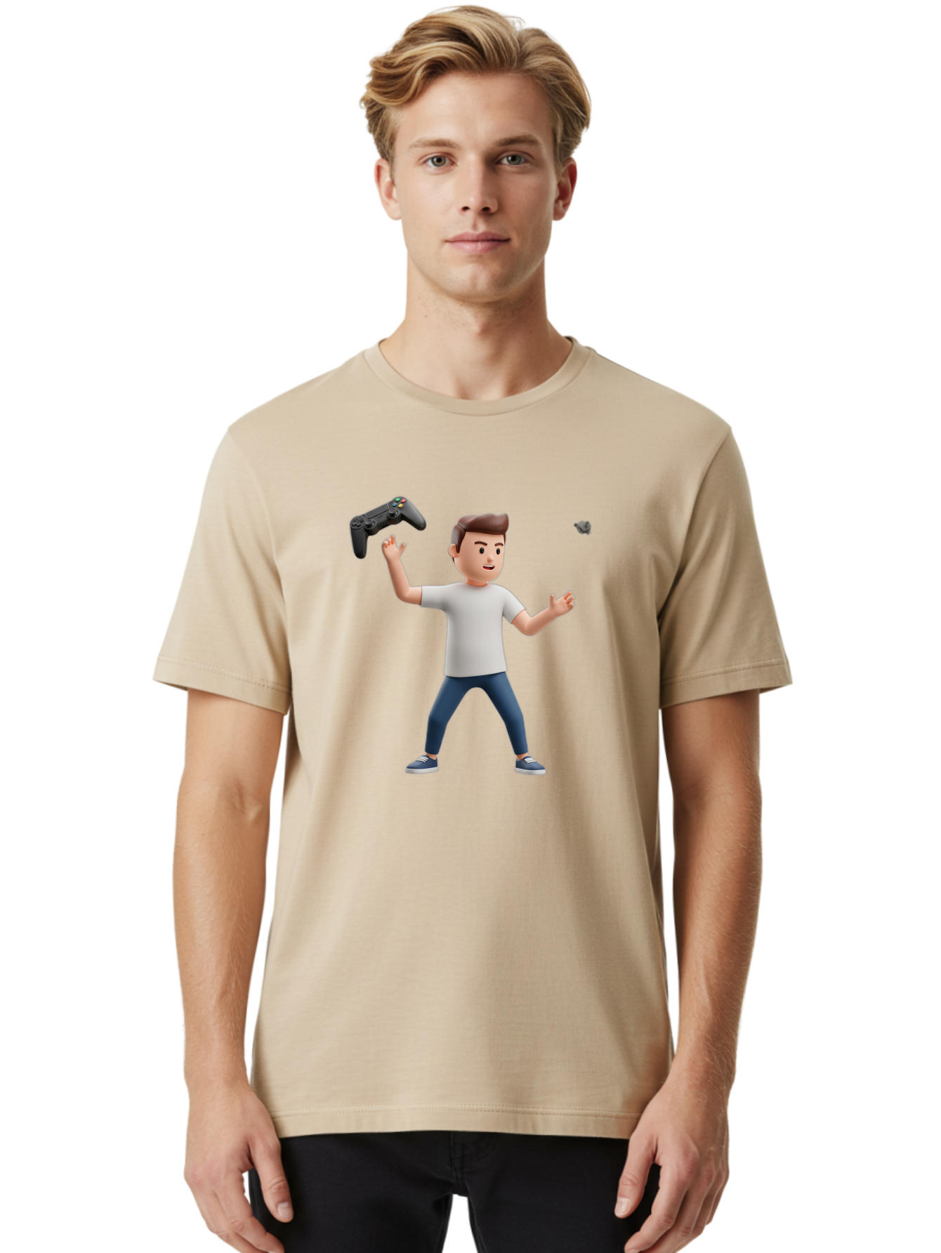 Man-Tossing-Gamepad Men'S Graphic Tee, 100% Cotton, Comfortable Casual Summer Wear, Machine Washable, Vintage Camera, Old Camera, Antique Camera, Black Camera, Classic Photography, Photography Equipment, Nostalgic Device, Film Camera, Bao629