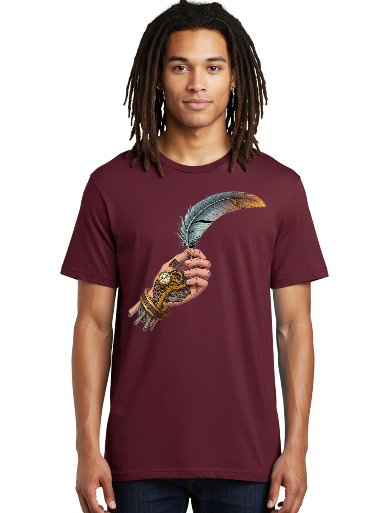 Mechanical-Hand-Feather-Quill Men'S Graphic Tee, 100% Cotton, Comfortable Casual Summer Wear, Machine Washable, Vintage Camera, Old Camera, Antique Camera, Black Camera, Classic Photography, Photography Equipment, Nostalgic Device, Bao636