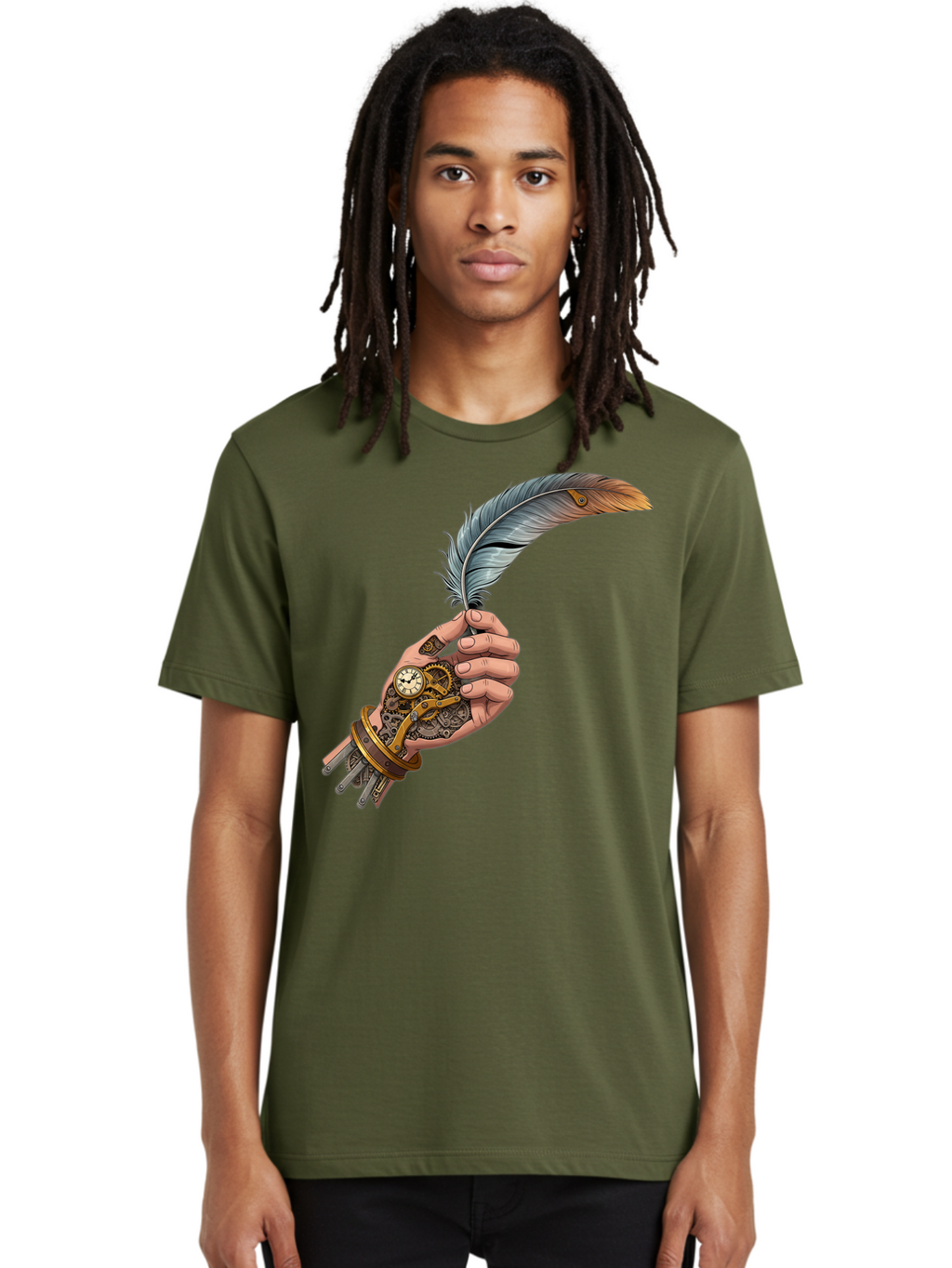 Mechanical-Hand-Feather-Quill Men'S Graphic Tee, 100% Cotton, Comfortable Casual Summer Wear, Machine Washable, Vintage Camera, Old Camera, Antique Camera, Black Camera, Classic Photography, Photography Equipment, Nostalgic Device, Bao636