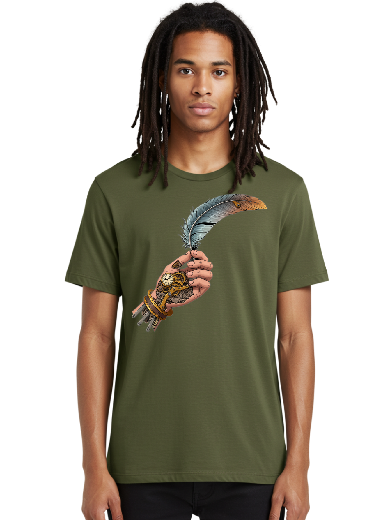 Mechanical-Hand-Feather-Quill Men'S Graphic Tee, 100% Cotton, Comfortable Casual Summer Wear, Machine Washable, Vintage Camera, Old Camera, Antique Camera, Black Camera, Classic Photography, Photography Equipment, Nostalgic Device, Bao636