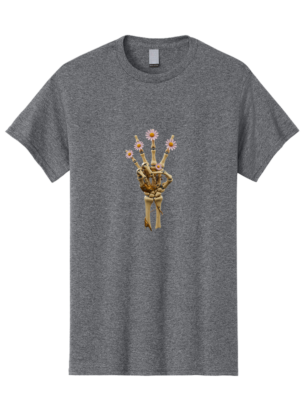 Mechanical-Hand-With-Flowers Men'S Graphic Tee, 100% Cotton, Comfortable Casual Summer Wear, Machine Washable, Vintage Camera, Old Camera, Antique Camera, Black Camera, Classic Photography, Photography Equipment, Nostalgic Device, Film Camera, Bao637