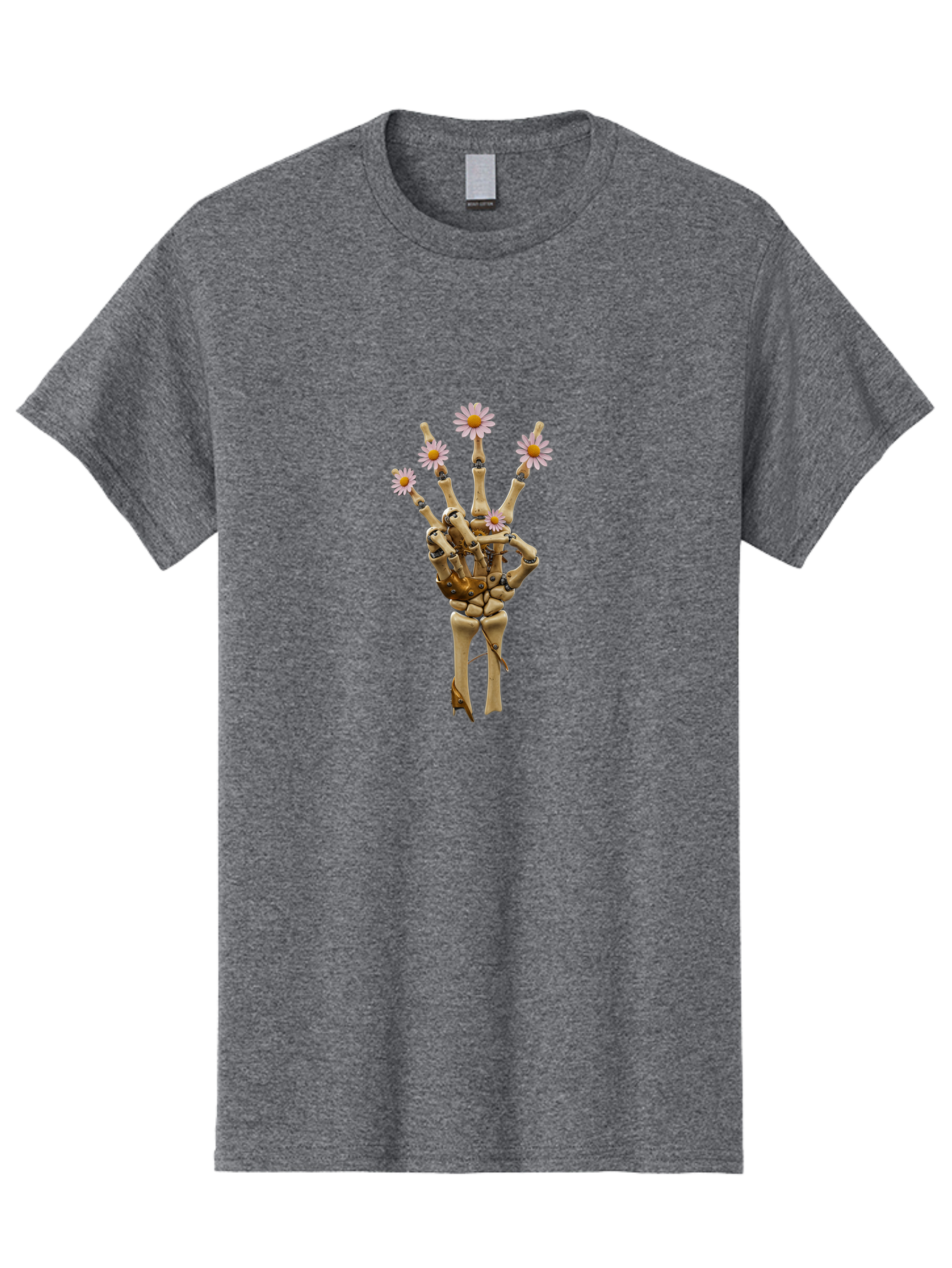 Mechanical-Hand-With-Flowers Men'S Graphic Tee, 100% Cotton, Comfortable Casual Summer Wear, Machine Washable, Vintage Camera, Old Camera, Antique Camera, Black Camera, Classic Photography, Photography Equipment, Nostalgic Device, Film Camera, Bao637