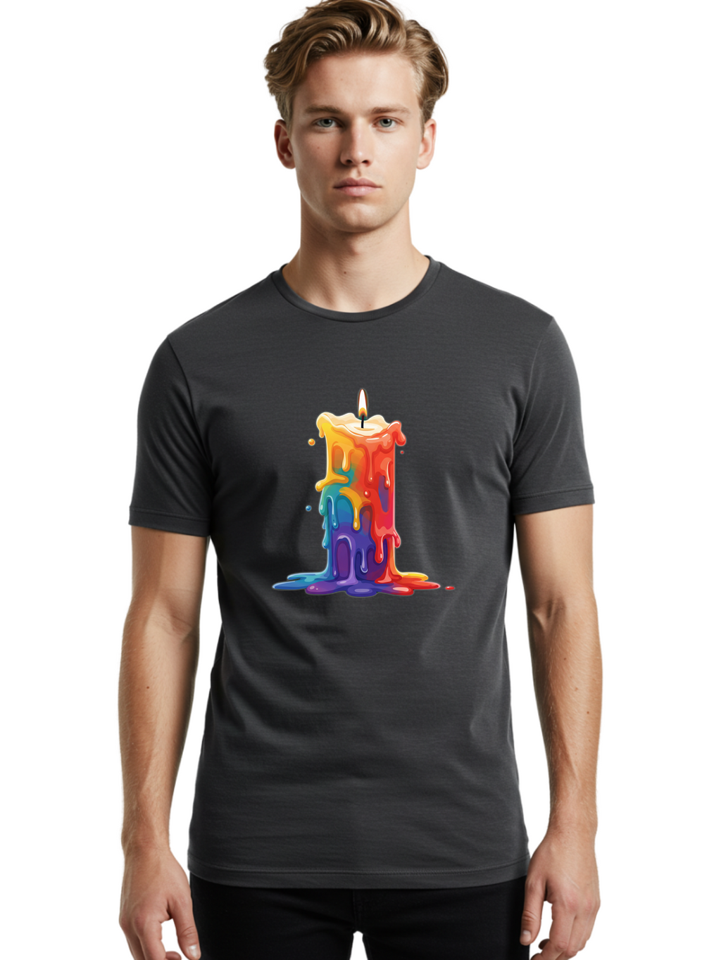 Melting-Candle-3 Men'S Graphic Tee, 100% Cotton, Comfortable Casual Summer Wear, Machine Washable, Vintage Camera, Old Camera, Antique Camera, Black Camera, Classic Photography, Photography Equipment, Nostalgic Device, Film Camera, Camera Art Bao643