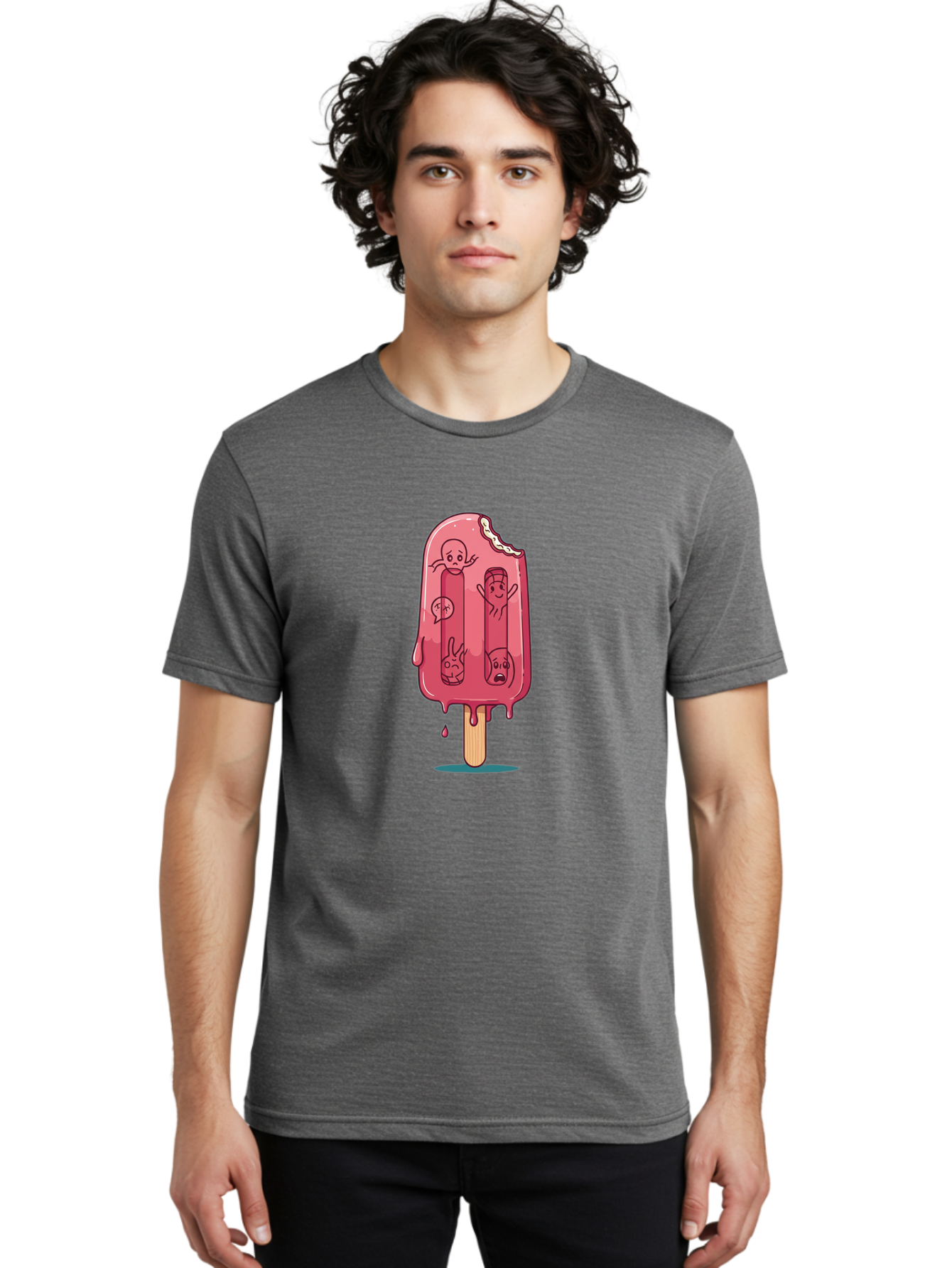 Melting-Strawberry-Popsicle Men'S Graphic Tee, 100% Cotton, Comfortable Casual Summer Wear, Machine Washable, Vintage Camera, Old Camera, Antique Camera, Black Camera, Classic Photography, Photography Equipment, Nostalgic Device, Film Camera, Bao645