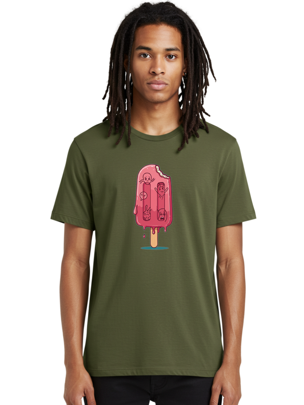 Melting-Strawberry-Popsicle Men'S Graphic Tee, 100% Cotton, Comfortable Casual Summer Wear, Machine Washable, Vintage Camera, Old Camera, Antique Camera, Black Camera, Classic Photography, Photography Equipment, Nostalgic Device, Film Camera, Bao645