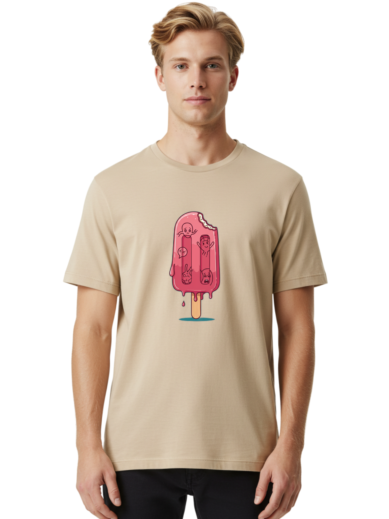 Melting-Strawberry-Popsicle Men'S Graphic Tee, 100% Cotton, Comfortable Casual Summer Wear, Machine Washable, Vintage Camera, Old Camera, Antique Camera, Black Camera, Classic Photography, Photography Equipment, Nostalgic Device, Film Camera, Bao645