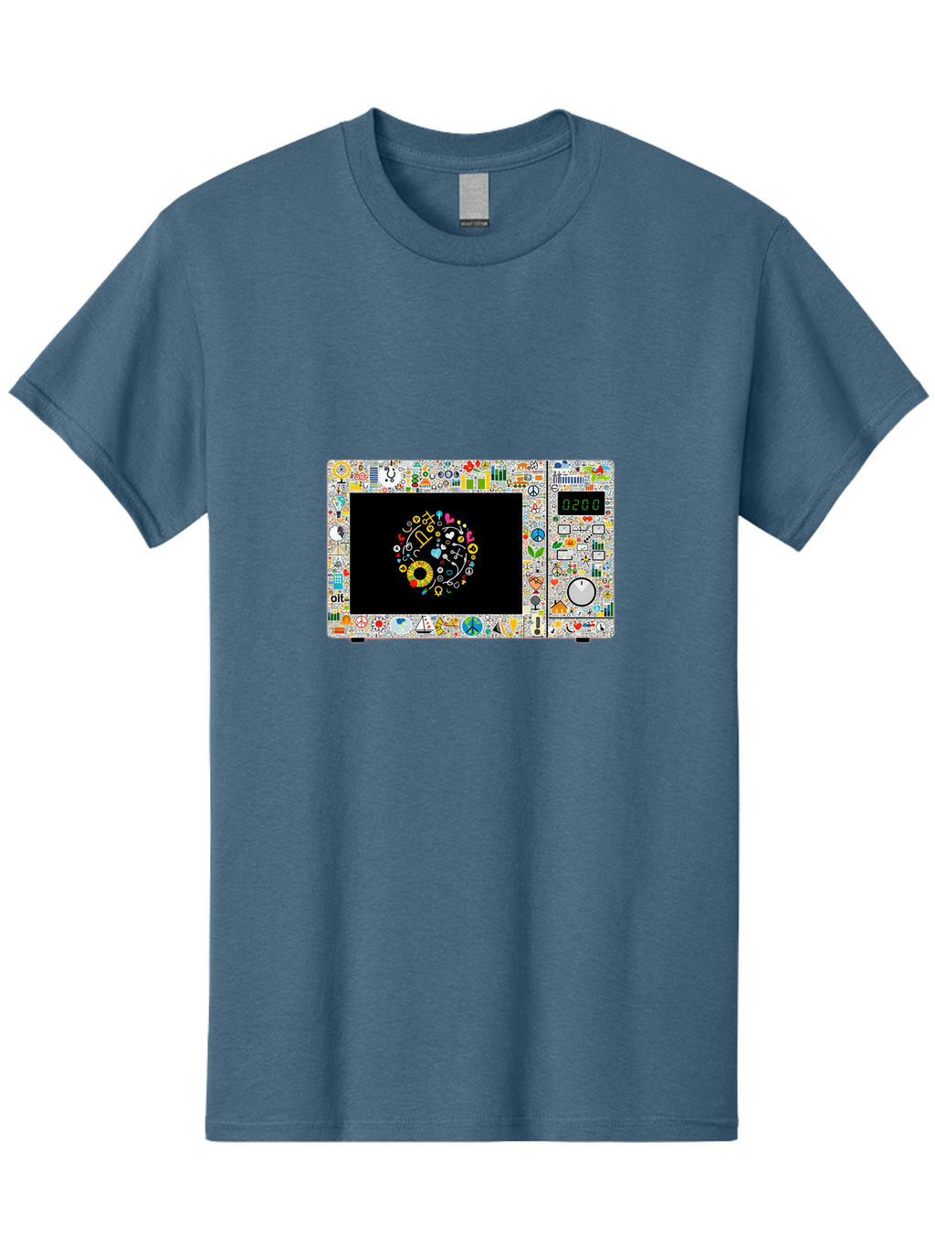 Microwave-With-Yin-Yang-Symbol Men'S Graphic Tee, 100% Cotton, Comfortable Casual Summer Wear, Machine Washable, Vintage Camera, Old Camera, Antique Camera, Black Camera, Classic Photography, Photography Equipment, Nostalgic Device, Bao653