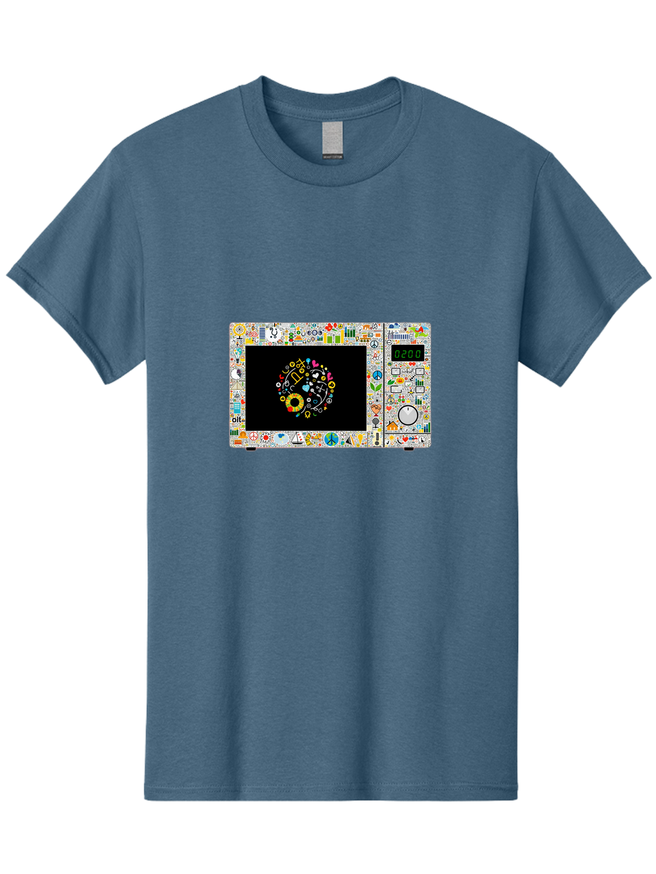 Microwave-With-Yin-Yang-Symbol Men'S Graphic Tee, 100% Cotton, Comfortable Casual Summer Wear, Machine Washable, Vintage Camera, Old Camera, Antique Camera, Black Camera, Classic Photography, Photography Equipment, Nostalgic Device, Bao653