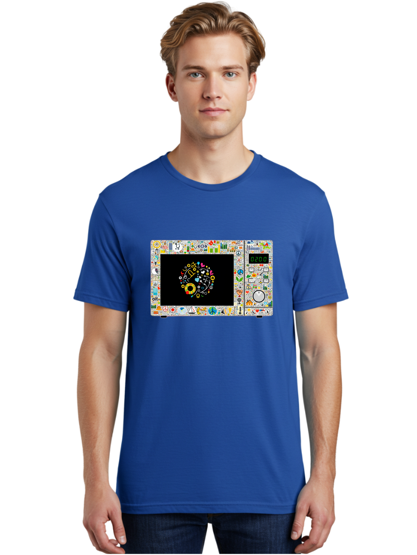 Microwave-With-Yin-Yang-Symbol Men'S Graphic Tee, 100% Cotton, Comfortable Casual Summer Wear, Machine Washable, Vintage Camera, Old Camera, Antique Camera, Black Camera, Classic Photography, Photography Equipment, Nostalgic Device, Bao653