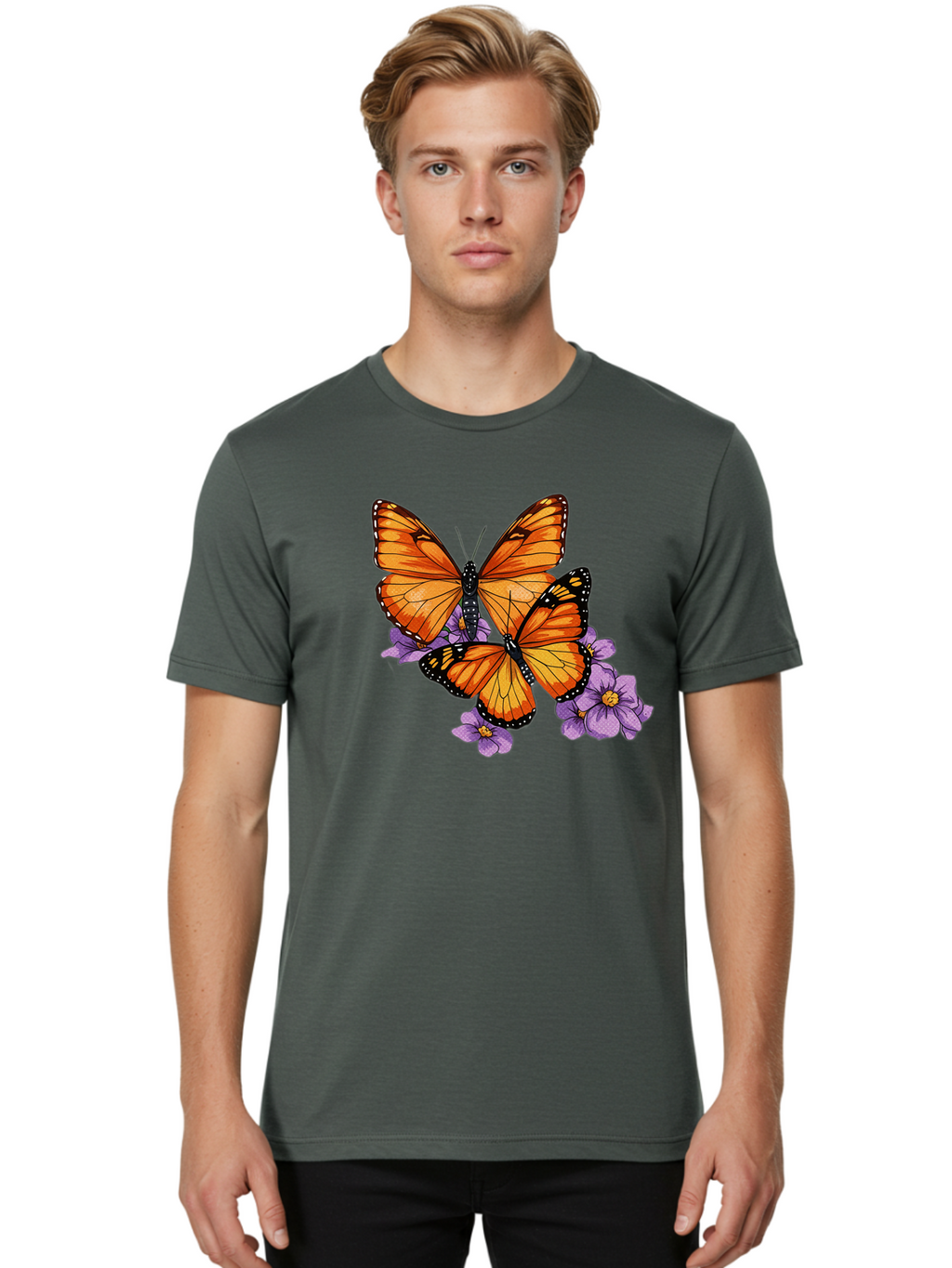 Monarch-Butterflies Men'S Graphic Tee, 100% Cotton, Comfortable Casual Summer Wear, Machine Washable, Vintage Camera, Old Camera, Antique Camera, Black Camera, Classic Photography, Photography Equipment, Nostalgic Device, Film Camera, Bao660