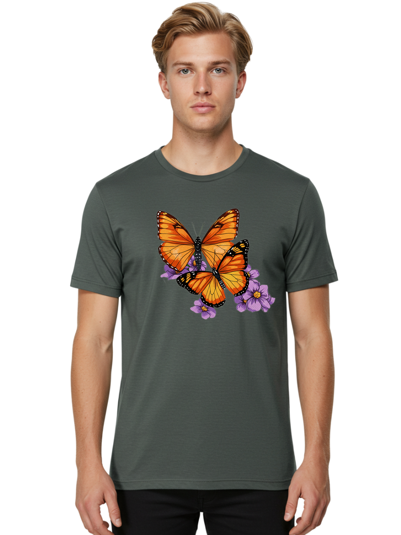 Monarch-Butterflies Men'S Graphic Tee, 100% Cotton, Comfortable Casual Summer Wear, Machine Washable, Vintage Camera, Old Camera, Antique Camera, Black Camera, Classic Photography, Photography Equipment, Nostalgic Device, Film Camera, Bao660