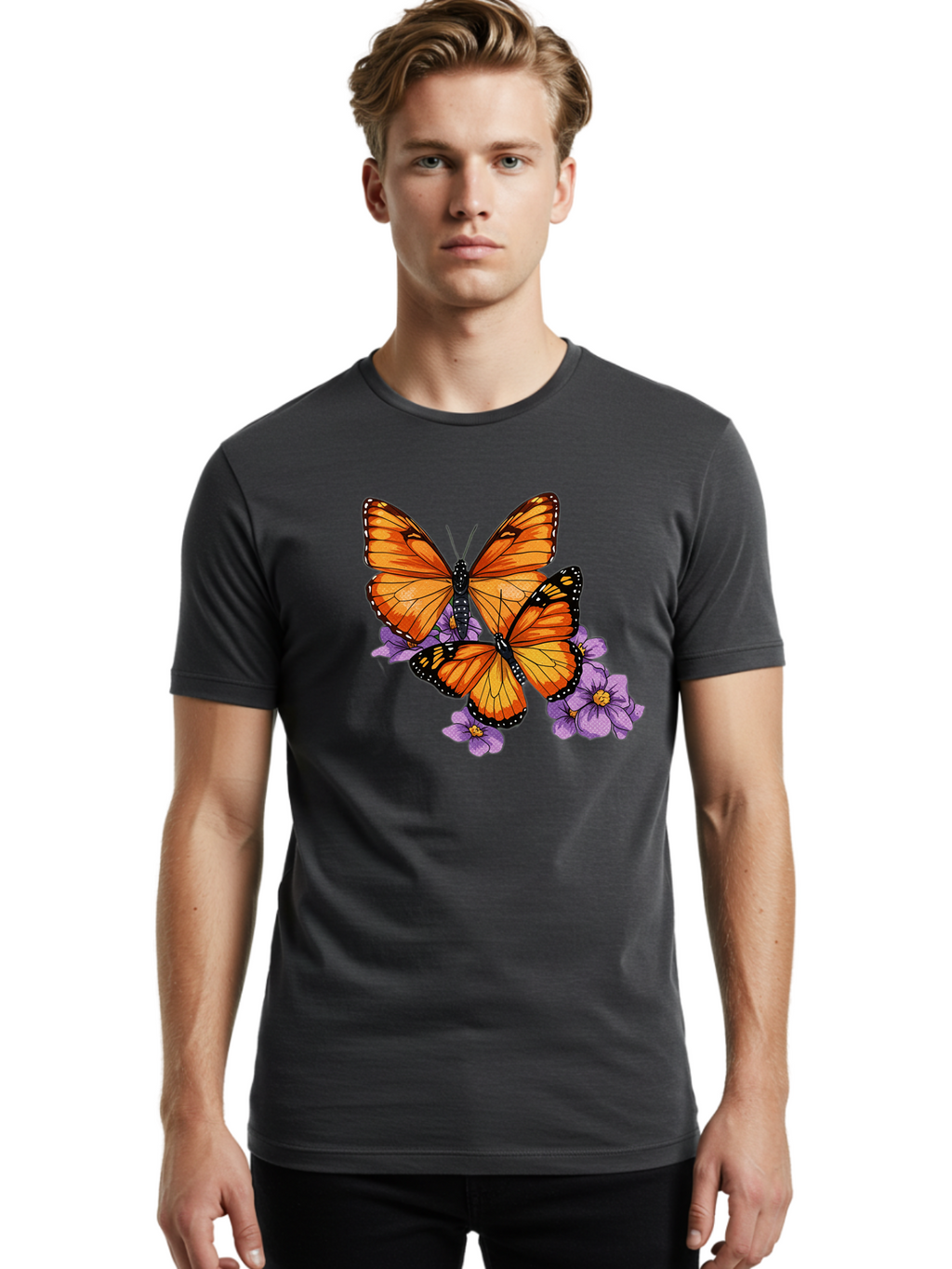 Monarch-Butterflies Men'S Graphic Tee, 100% Cotton, Comfortable Casual Summer Wear, Machine Washable, Vintage Camera, Old Camera, Antique Camera, Black Camera, Classic Photography, Photography Equipment, Nostalgic Device, Film Camera, Bao660