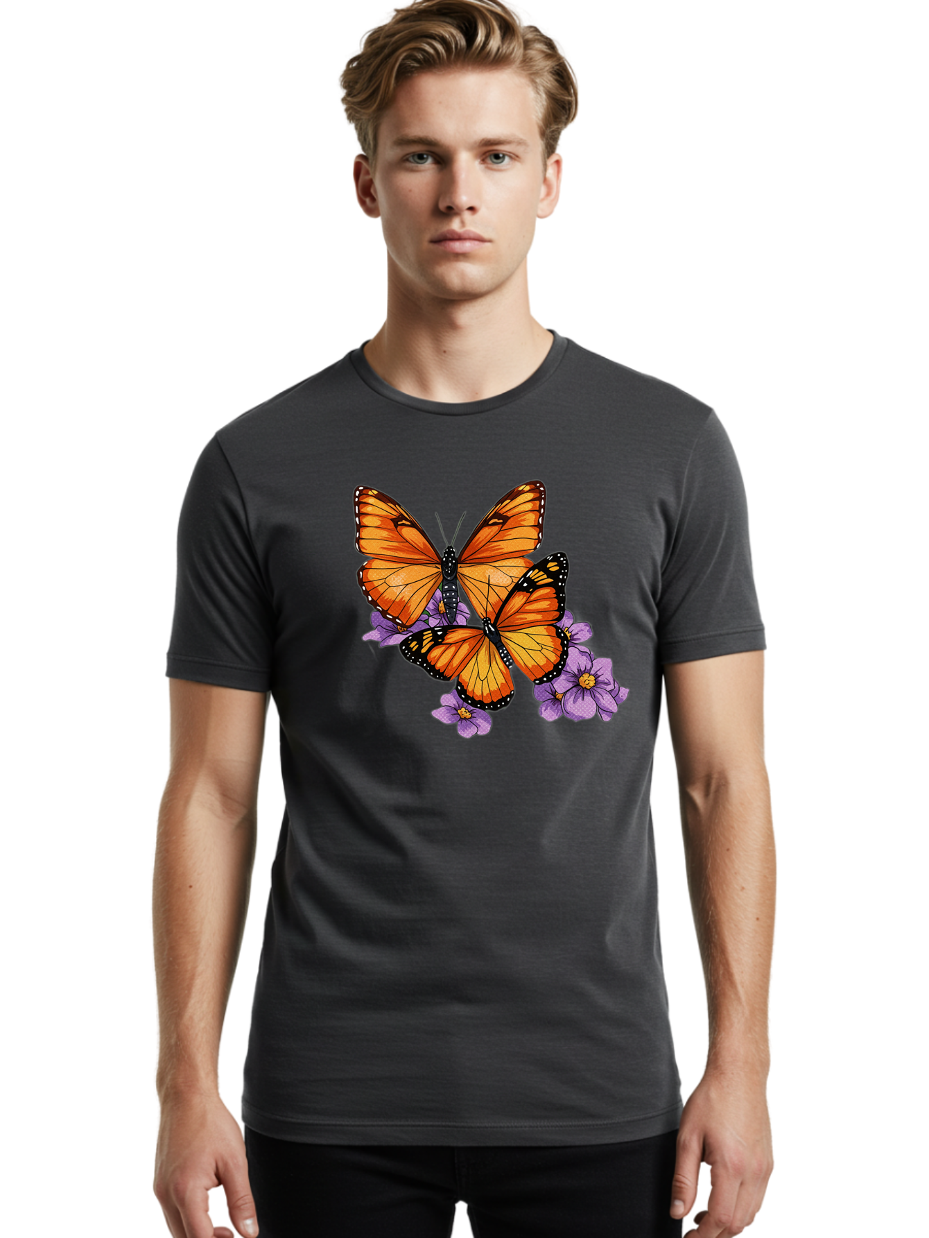 Monarch-Butterflies Men'S Graphic Tee, 100% Cotton, Comfortable Casual Summer Wear, Machine Washable, Vintage Camera, Old Camera, Antique Camera, Black Camera, Classic Photography, Photography Equipment, Nostalgic Device, Film Camera, Bao660