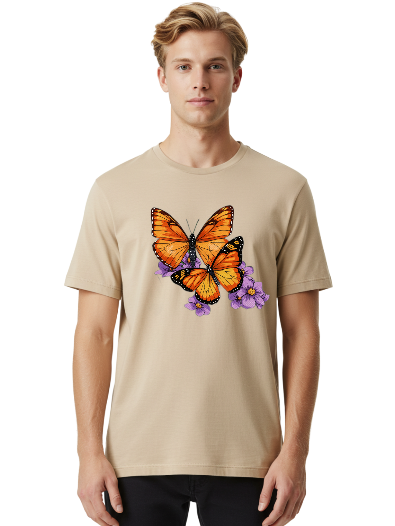 Monarch-Butterflies Men'S Graphic Tee, 100% Cotton, Comfortable Casual Summer Wear, Machine Washable, Vintage Camera, Old Camera, Antique Camera, Black Camera, Classic Photography, Photography Equipment, Nostalgic Device, Film Camera, Bao660