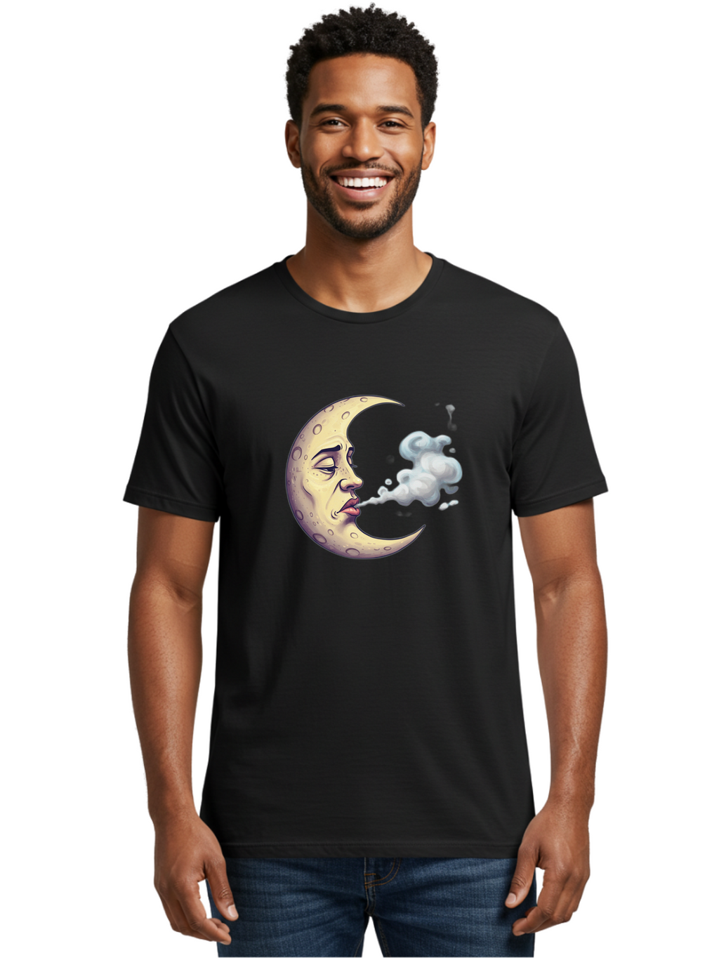 Moon-Smoking Men'S Graphic Tee, 100% Cotton, Comfortable Casual Summer Wear, Machine Washable, Vintage Camera, Old Camera, Antique Camera, Black Camera, Classic Photography, Photography Equipment, Nostalgic Device, Film Camera, Camera Art Bao669