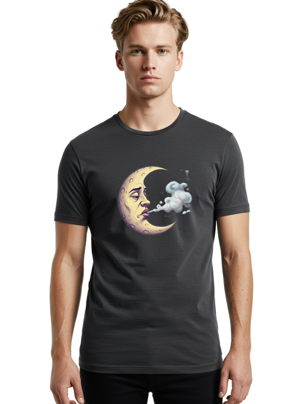 Moon-Smoking Men'S Graphic Tee, 100% Cotton, Comfortable Casual Summer Wear, Machine Washable, Vintage Camera, Old Camera, Antique Camera, Black Camera, Classic Photography, Photography Equipment, Nostalgic Device, Film Camera, Camera Art Bao669
