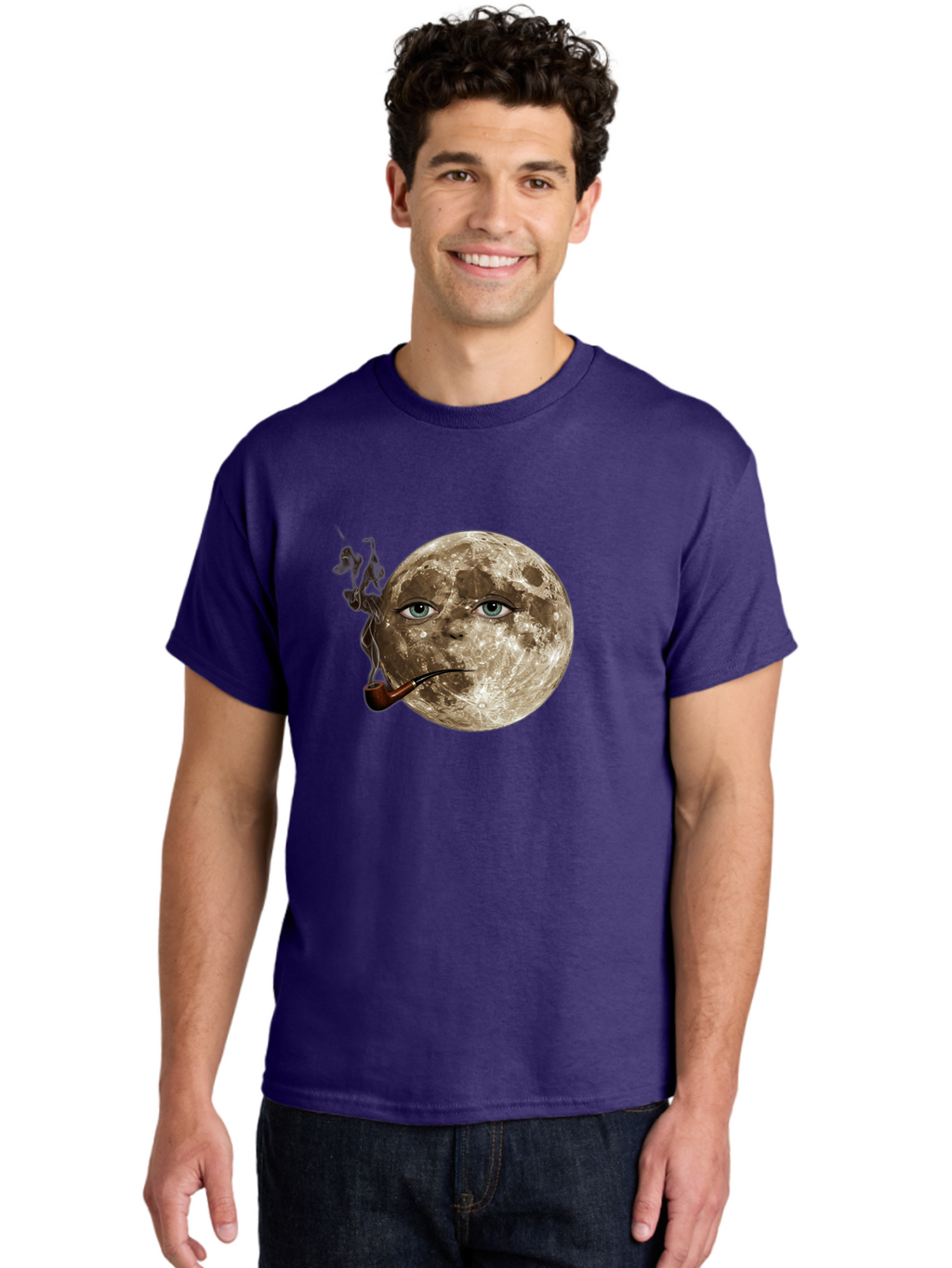 Moon-With-Eyes-And-Pipe Men'S Graphic Tee, 100% Cotton, Comfortable Casual Summer Wear, Machine Washable, Vintage Camera, Old Camera, Antique Camera, Black Camera, Classic Photography, Photography Equipment, Nostalgic Device, Film Camera, Bao672
