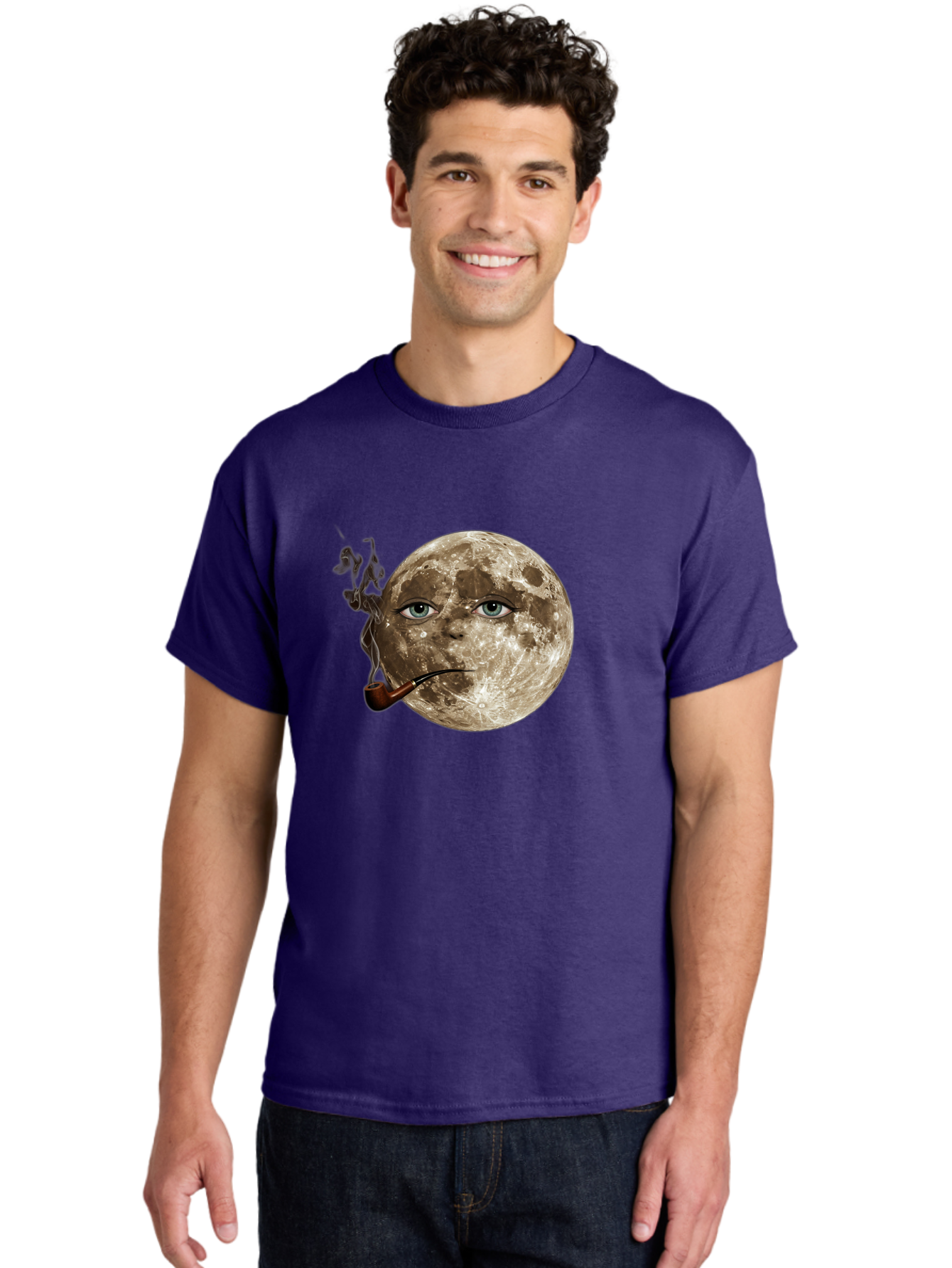 Moon-With-Eyes-And-Pipe Men'S Graphic Tee, 100% Cotton, Comfortable Casual Summer Wear, Machine Washable, Vintage Camera, Old Camera, Antique Camera, Black Camera, Classic Photography, Photography Equipment, Nostalgic Device, Film Camera, Bao672