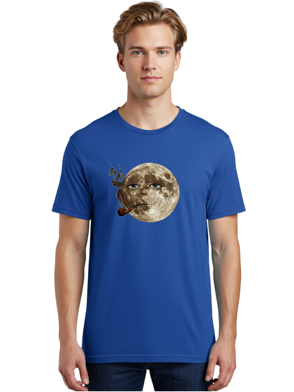 Moon-With-Eyes-And-Pipe Men'S Graphic Tee, 100% Cotton, Comfortable Casual Summer Wear, Machine Washable, Vintage Camera, Old Camera, Antique Camera, Black Camera, Classic Photography, Photography Equipment, Nostalgic Device, Film Camera, Bao672