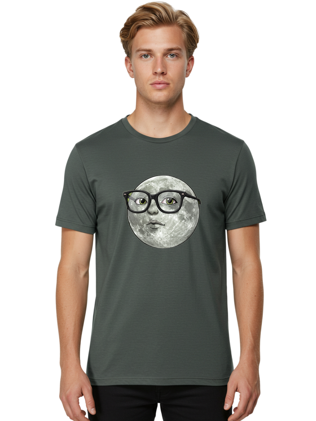 Moon-With-Glasses Men'S Graphic Tee, 100% Cotton, Comfortable Casual Summer Wear, Machine Washable, Vintage Camera, Old Camera, Antique Camera, Black Camera, Classic Photography, Photography Equipment, Nostalgic Device, Film Camera, Camera Art Bao673