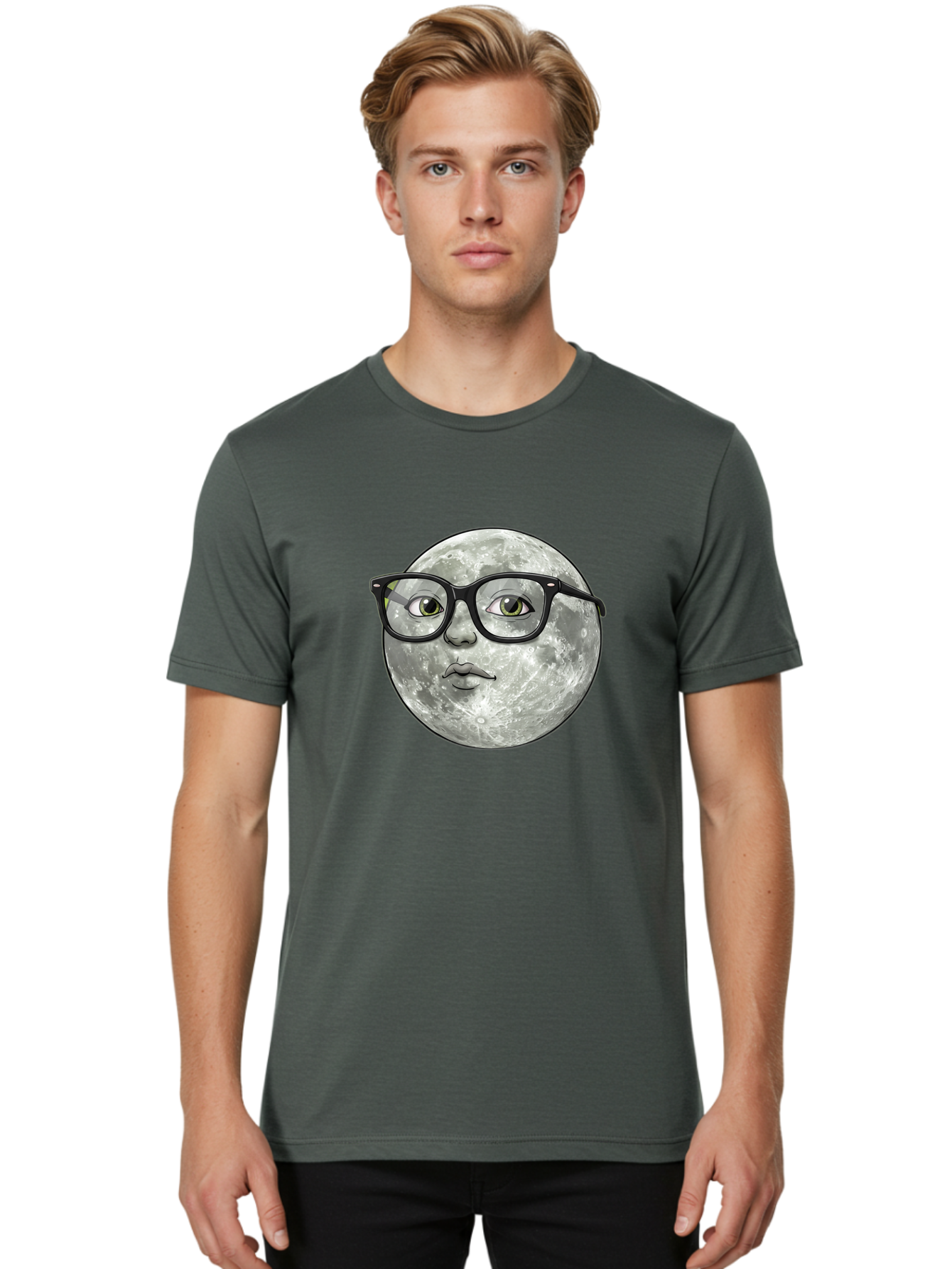 Moon-With-Glasses Men'S Graphic Tee, 100% Cotton, Comfortable Casual Summer Wear, Machine Washable, Vintage Camera, Old Camera, Antique Camera, Black Camera, Classic Photography, Photography Equipment, Nostalgic Device, Film Camera, Camera Art Bao673