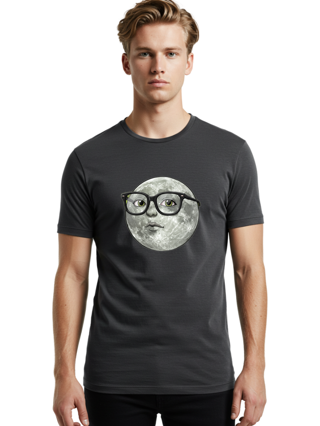 Moon-With-Glasses Men'S Graphic Tee, 100% Cotton, Comfortable Casual Summer Wear, Machine Washable, Vintage Camera, Old Camera, Antique Camera, Black Camera, Classic Photography, Photography Equipment, Nostalgic Device, Film Camera, Camera Art Bao673