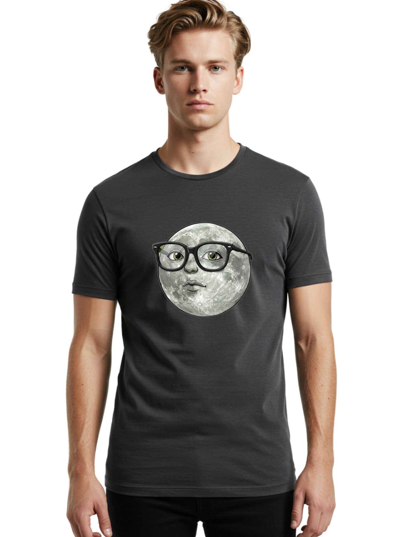 Moon-With-Glasses Men'S Graphic Tee, 100% Cotton, Comfortable Casual Summer Wear, Machine Washable, Vintage Camera, Old Camera, Antique Camera, Black Camera, Classic Photography, Photography Equipment, Nostalgic Device, Film Camera, Camera Art Bao673