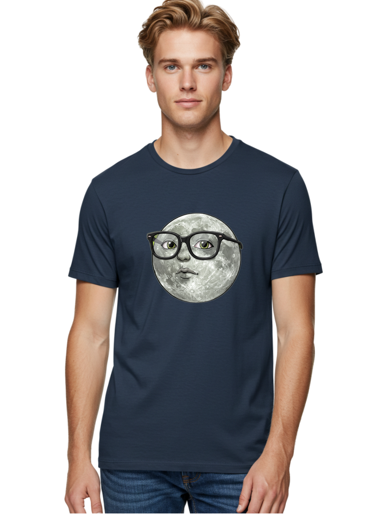 Moon-With-Glasses Men'S Graphic Tee, 100% Cotton, Comfortable Casual Summer Wear, Machine Washable, Vintage Camera, Old Camera, Antique Camera, Black Camera, Classic Photography, Photography Equipment, Nostalgic Device, Film Camera, Camera Art Bao673