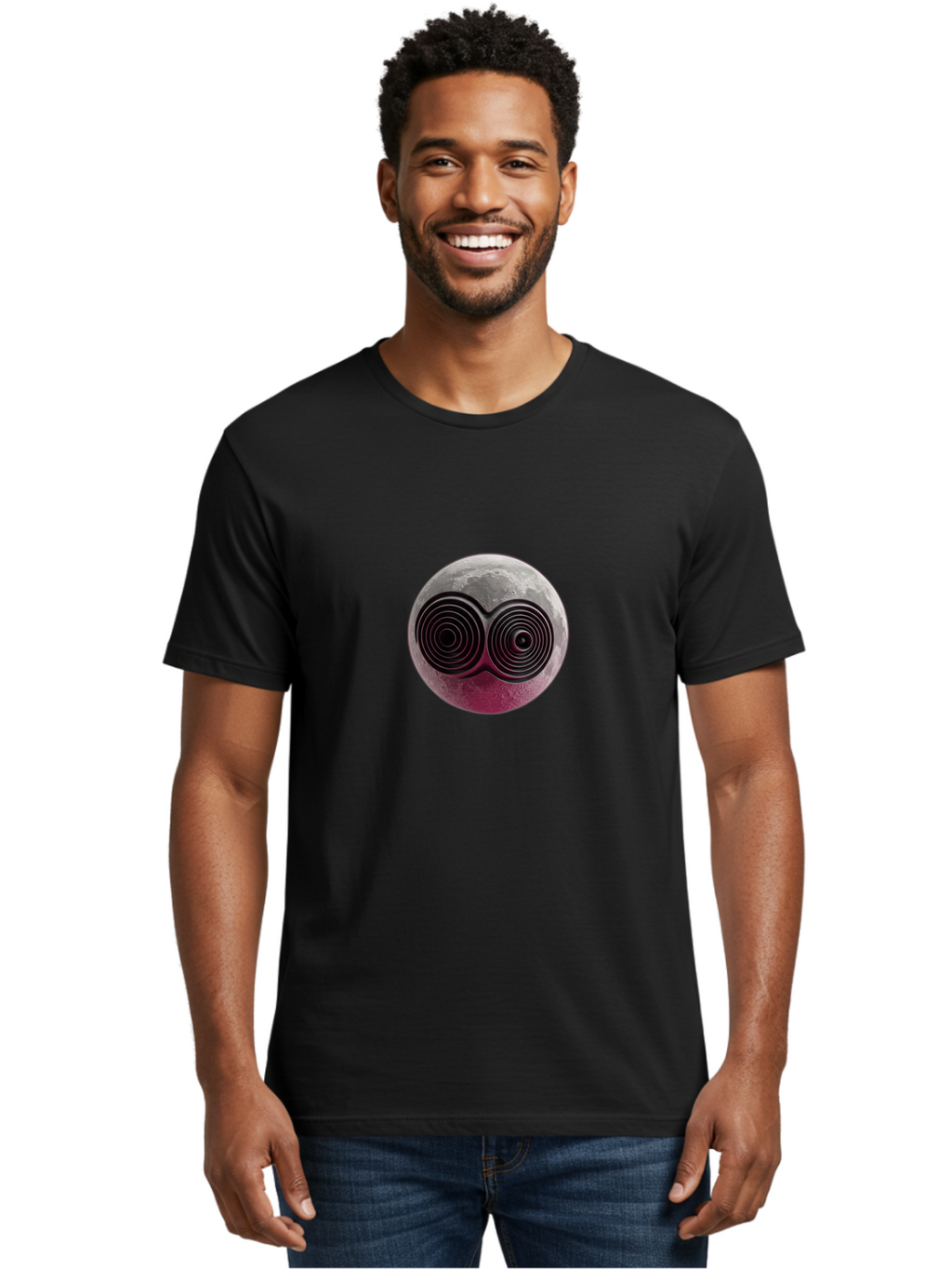 Moon-With-Goggles Men'S Graphic Tee, 100% Cotton, Comfortable Casual Summer Wear, Machine Washable, Vintage Camera, Old Camera, Antique Camera, Black Camera, Classic Photography, Photography Equipment, Nostalgic Device, Film Camera, Camera Art Bao674