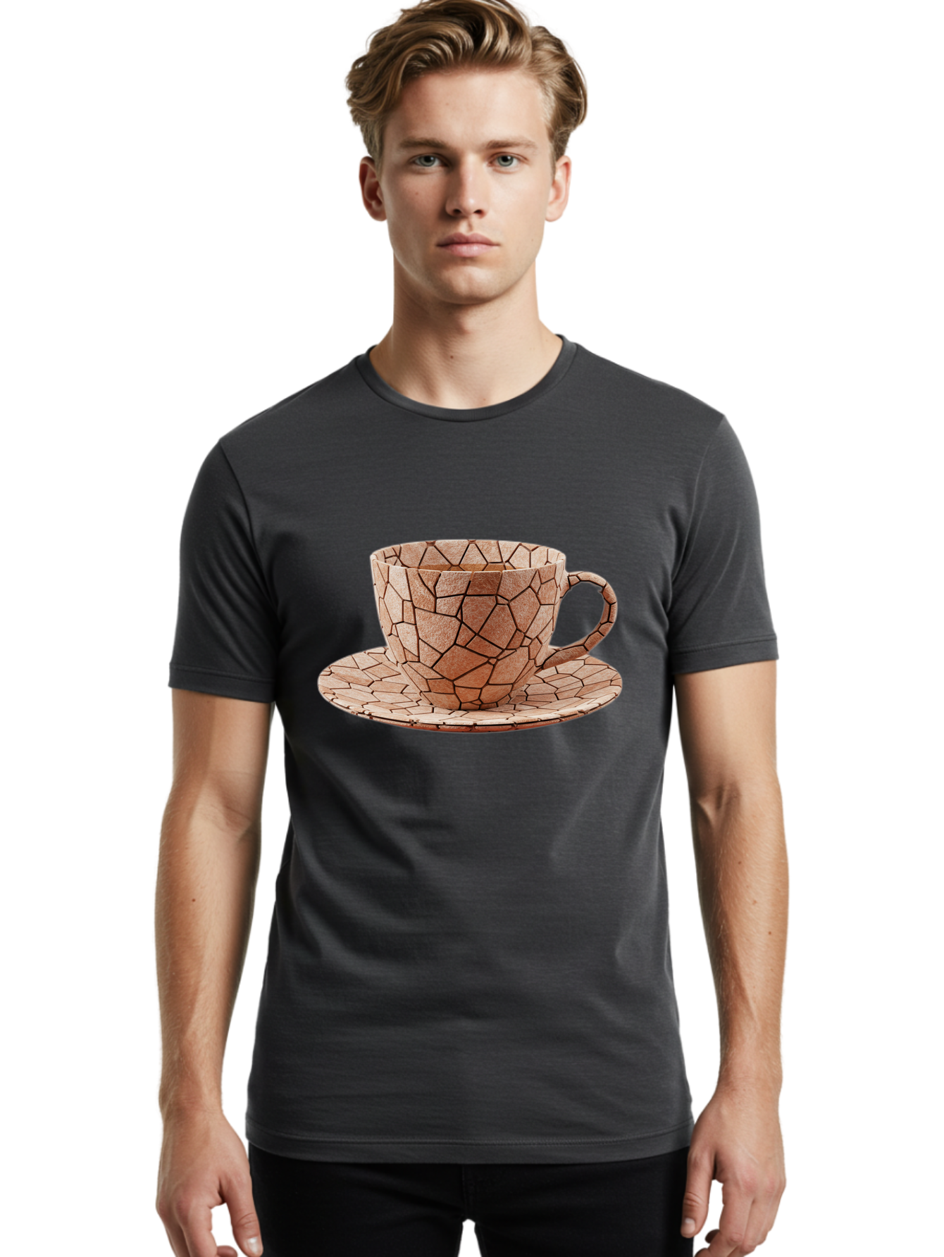 Mosaic-Cup-And-Saucer Men'S Graphic Tee, 100% Cotton, Comfortable Casual Summer Wear, Machine Washable, Vintage Camera, Old Camera, Antique Camera, Black Camera, Classic Photography, Photography Equipment, Nostalgic Device, Film Camera, Bao677