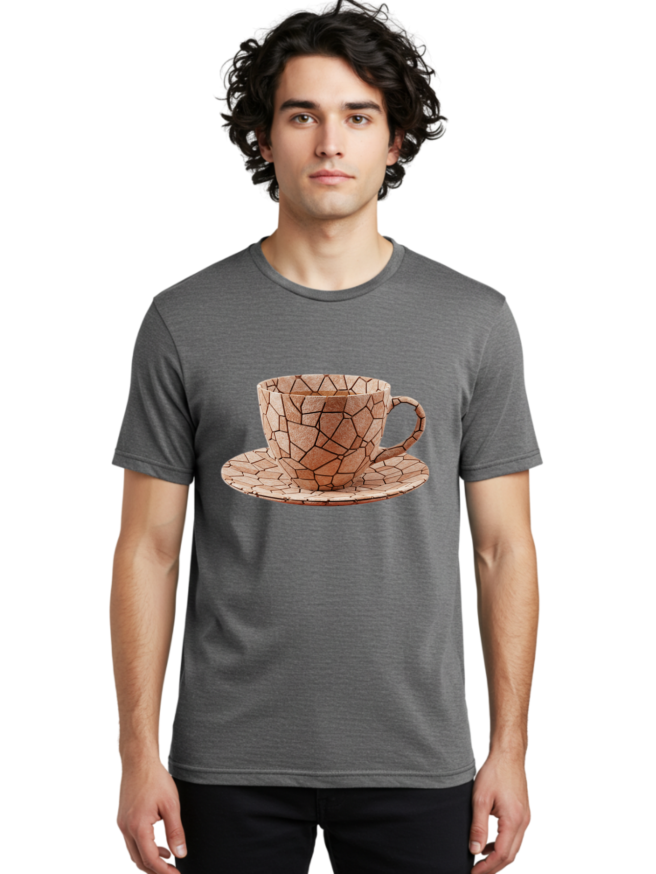 Mosaic-Cup-And-Saucer Men'S Graphic Tee, 100% Cotton, Comfortable Casual Summer Wear, Machine Washable, Vintage Camera, Old Camera, Antique Camera, Black Camera, Classic Photography, Photography Equipment, Nostalgic Device, Film Camera, Bao677