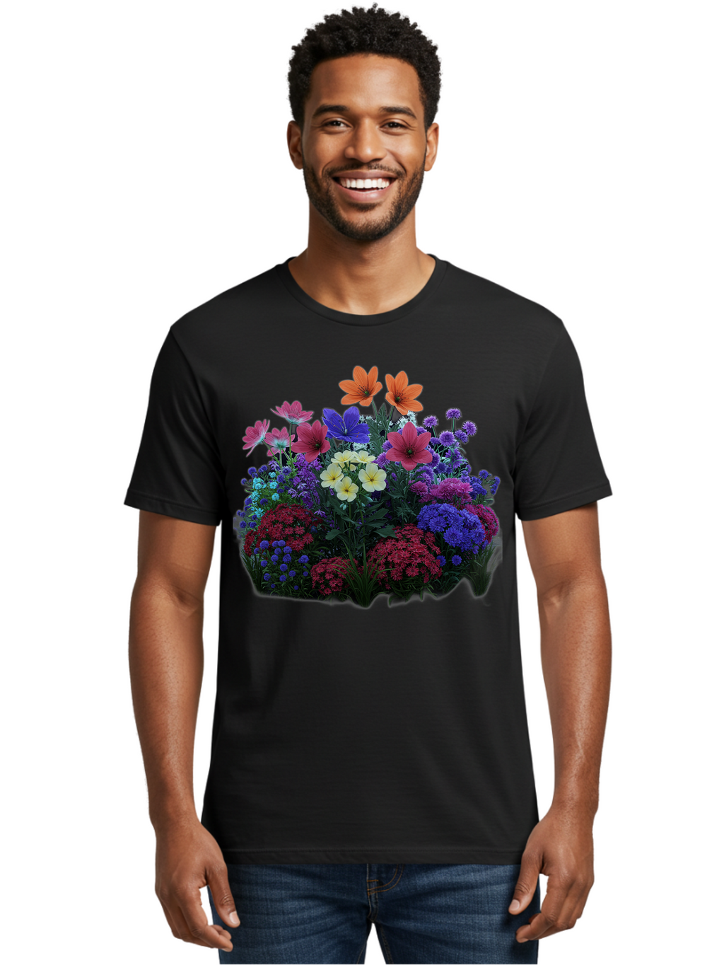 Multicolored-Flowers Men'S Graphic Tee, 100% Cotton, Comfortable Casual Summer Wear, Machine Washable, Vintage Camera, Old Camera, Antique Camera, Black Camera, Classic Photography, Photography Equipment, Nostalgic Device, Film Camera, Bao683