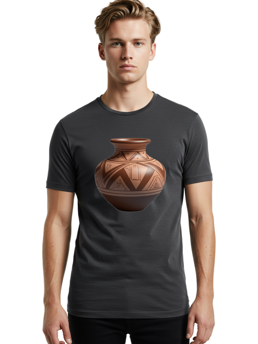 Native-American-Pottery Men'S Graphic Tee, 100% Cotton, Comfortable Casual Summer Wear, Machine Washable, Vintage Camera, Old Camera, Antique Camera, Black Camera, Classic Photography, Photography Equipment, Nostalgic Device, Film Camera, Bao691